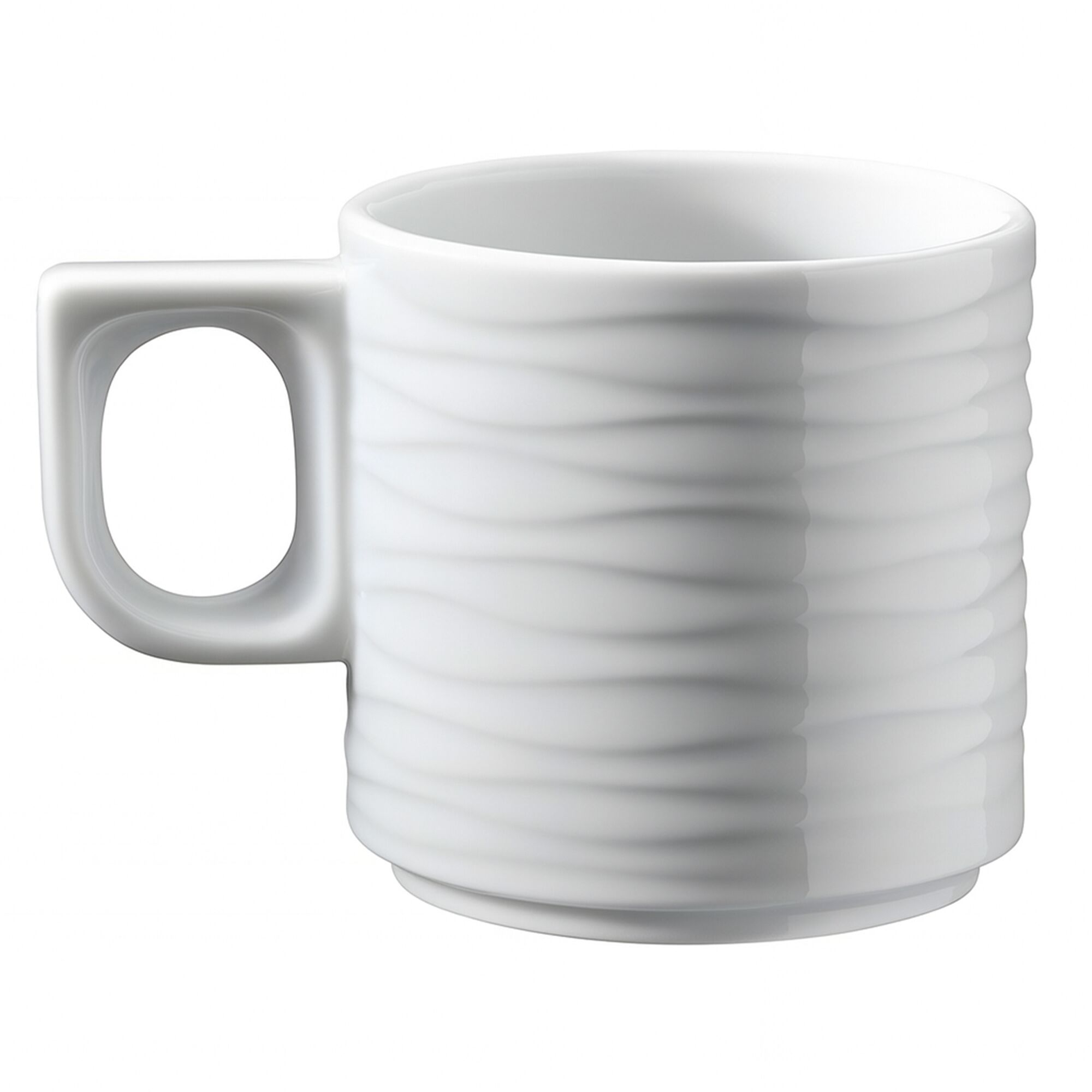 (6 pièces) SEA WAVE – Tasse à café/thé – avec structure en surface – 235 ml – Blanc