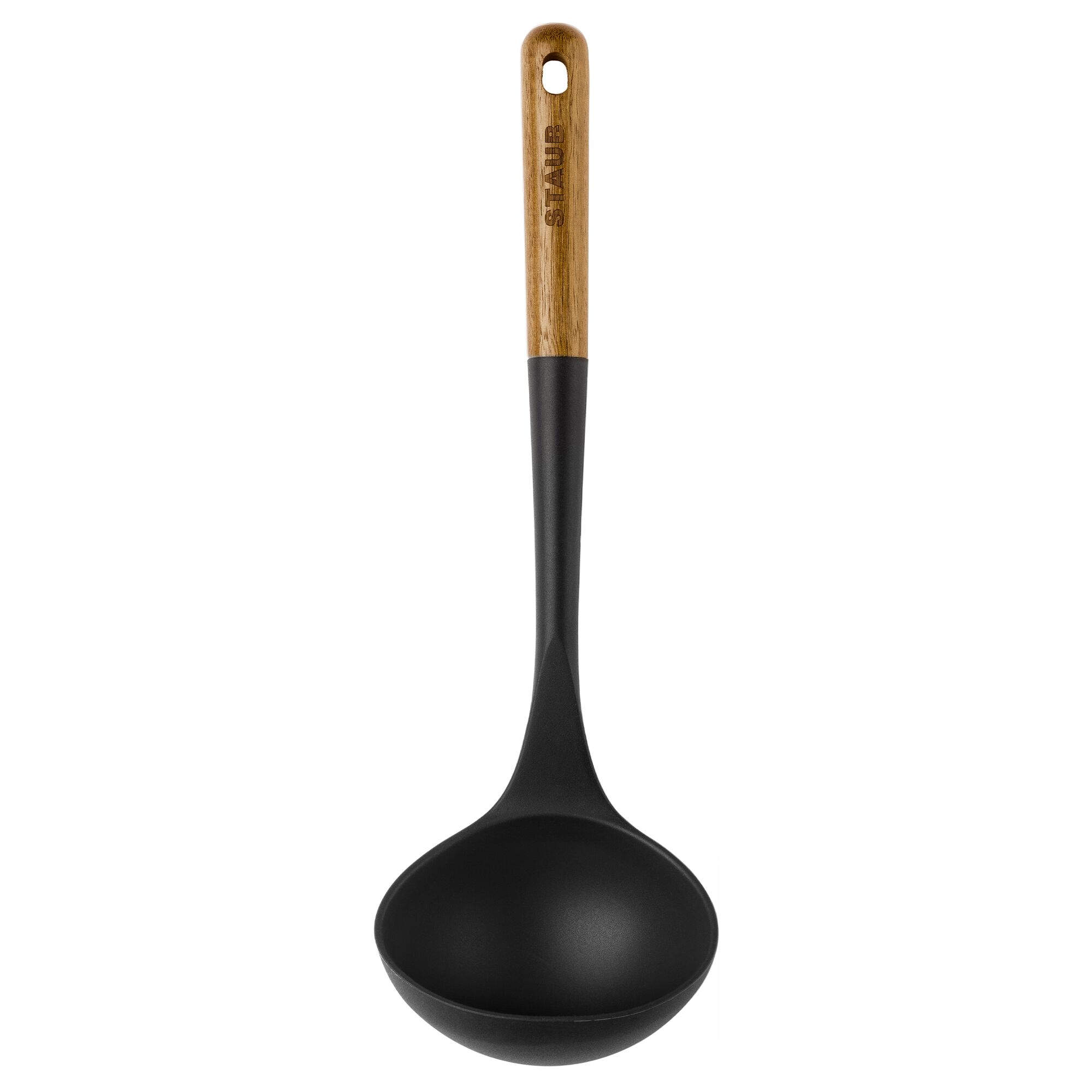 STAUB | Soup Ladle – Silicone - Black - 310 mm - Acacia Wood Handle