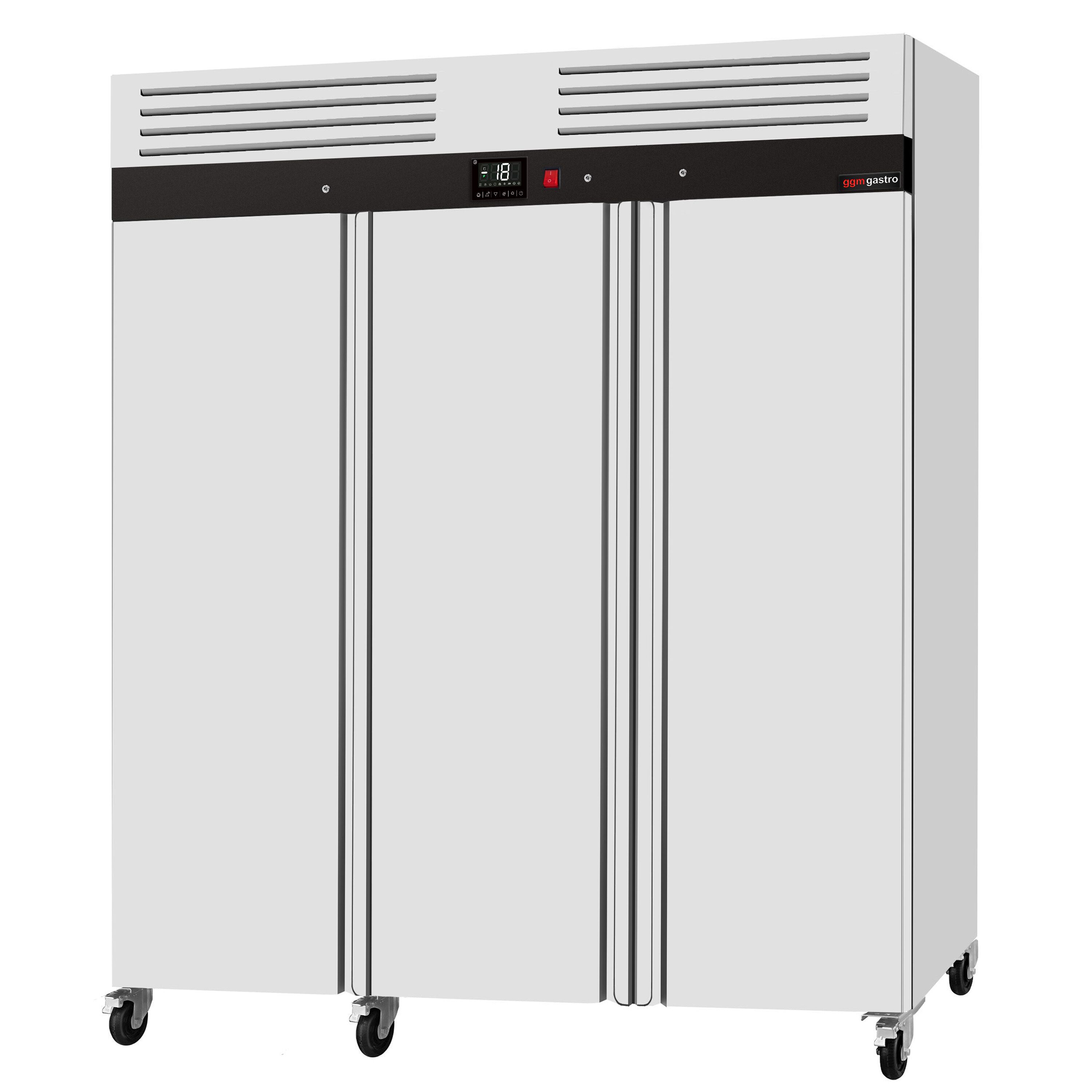 Armoire réfrigérée négative en acier inoxydable ECO - 1800 litres - avec 3 portes en inox - face intérieure des portes en plastique