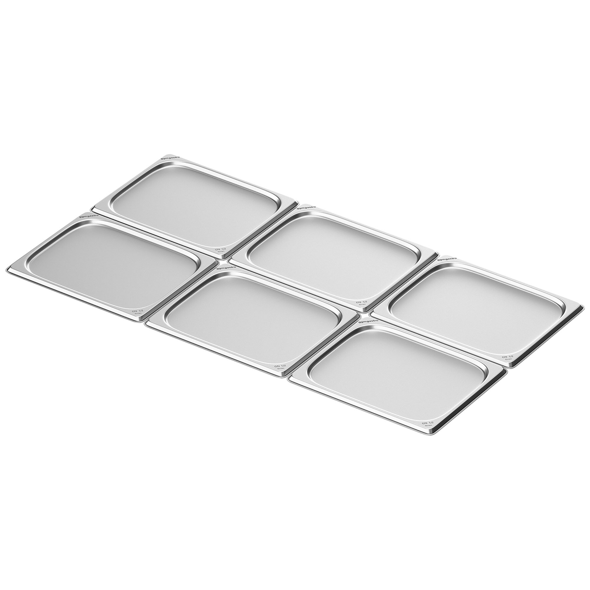 (6 pièces) Plateau en inox GN 1/2 - 10 mm