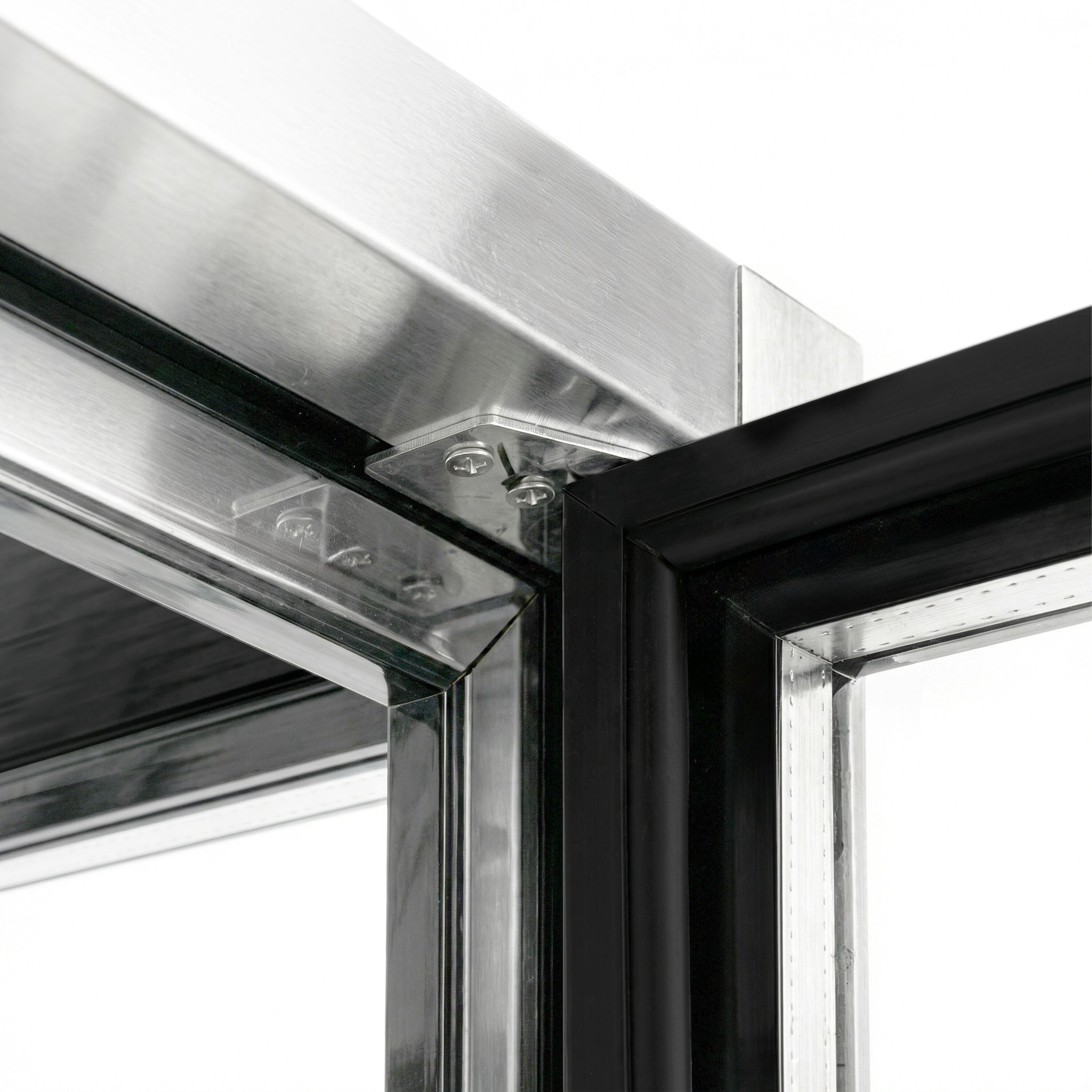 Vitrine réfrigérée 4 faces vitrées / Vitrine panoramique – 440 litres – 1 porte en verre – 5 étagères – Argent