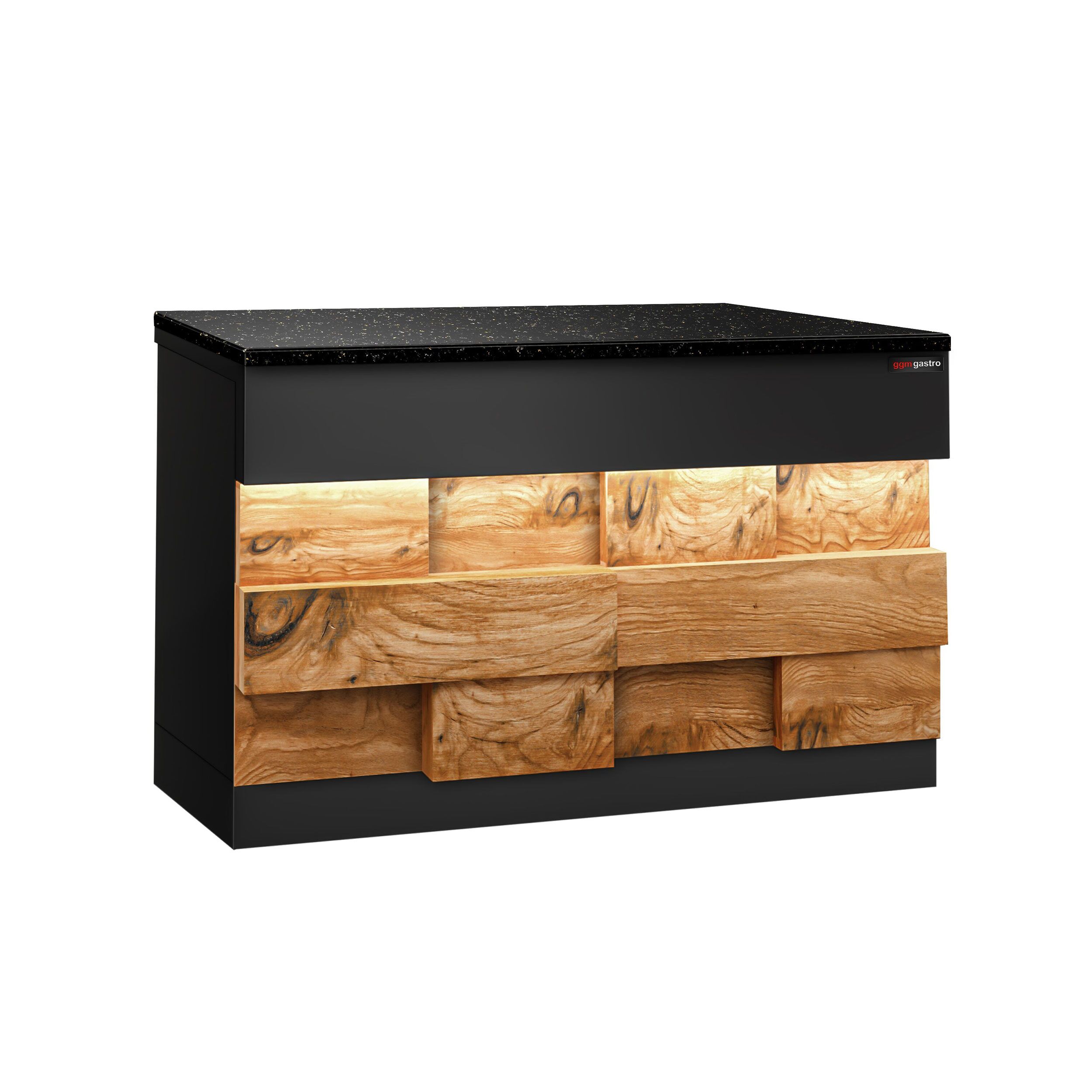 Table de caisse TORONTO – 1150 mm – façade en bois – plan de travail en granit Noir