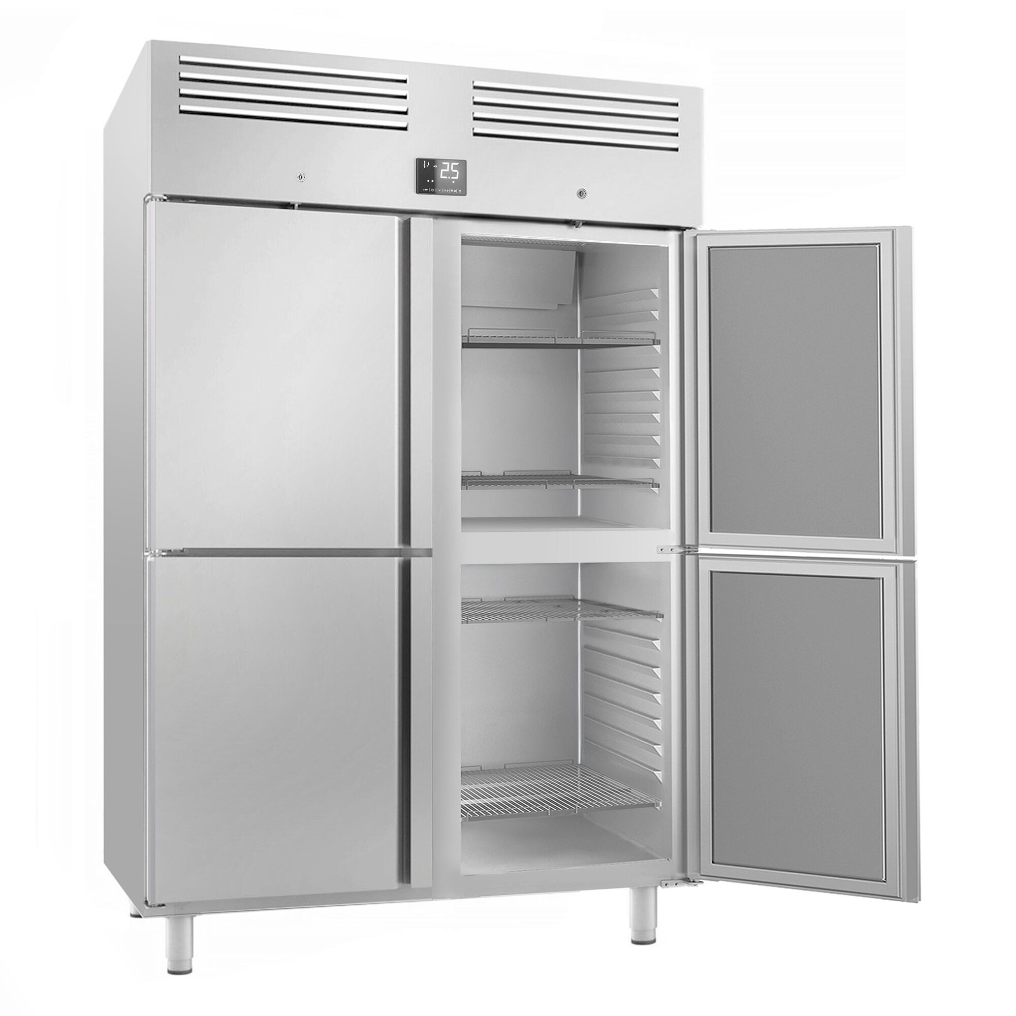Armoire réfrigérée positive Inox AISI 304 PREMIUM PLUS - GN 2/1 - 1240 L - avec 4 demi-portes