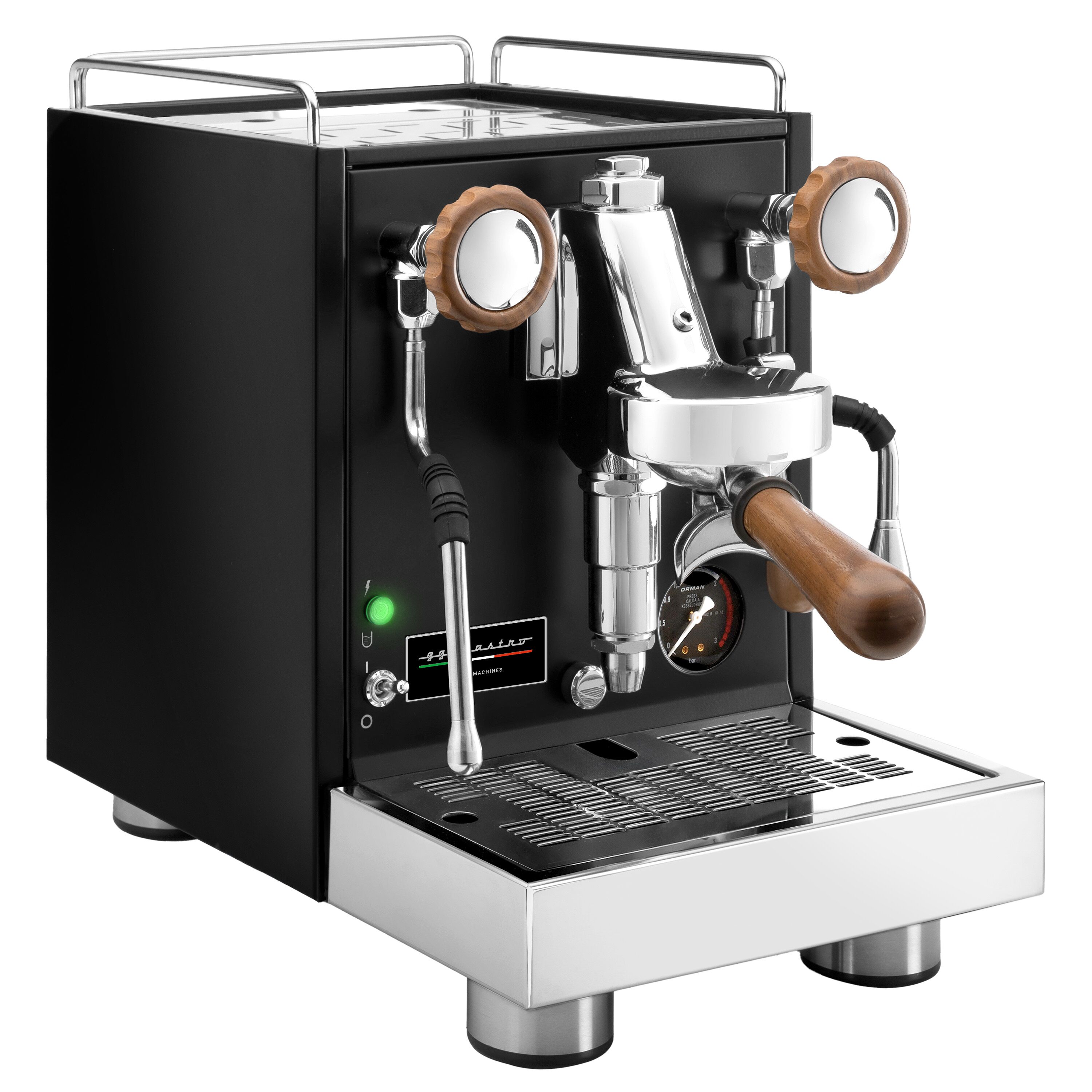 Machine expresso professionnelle « Mini » – 1 groupe – 1,2 kW – avec mousseur à lait & eau chaude – Noir