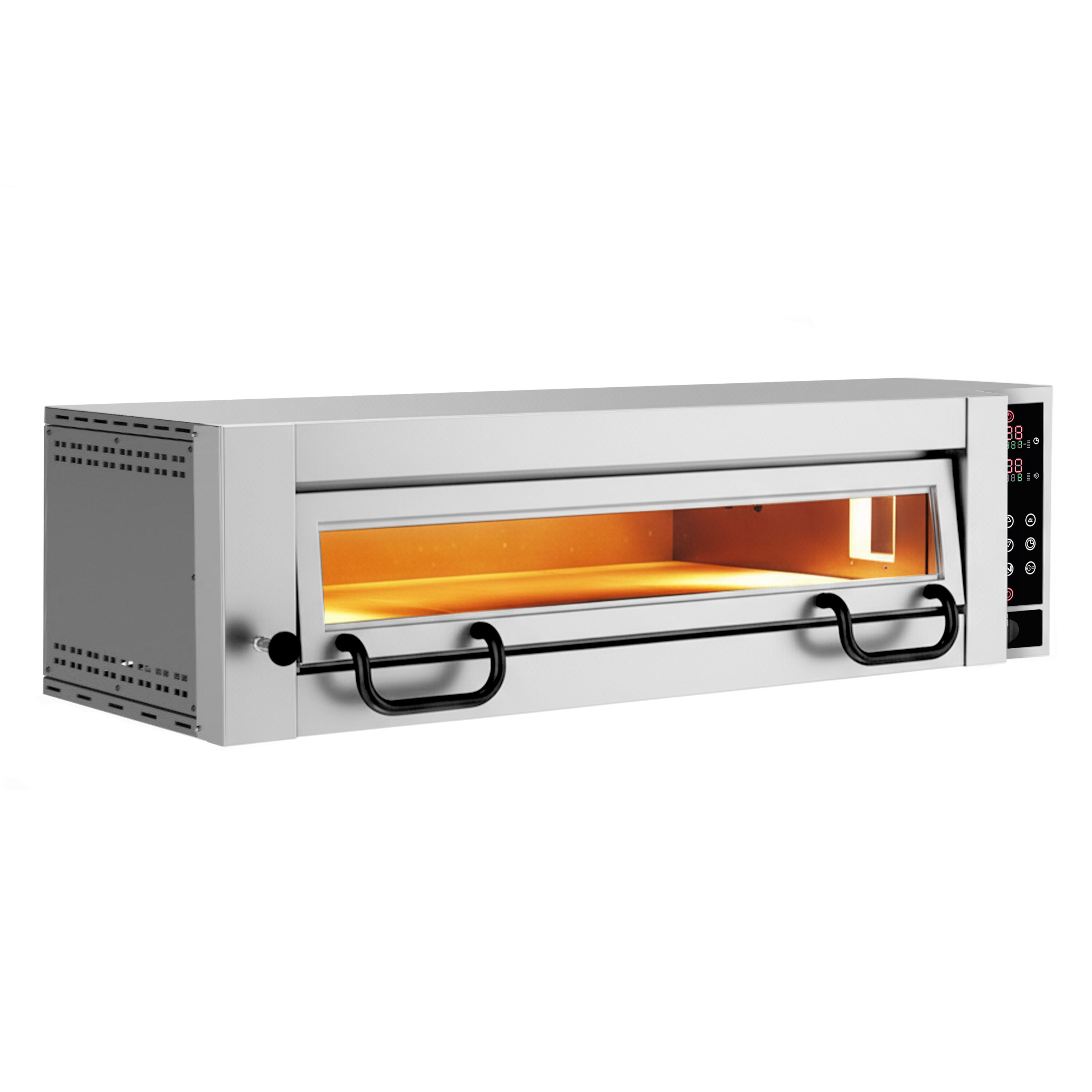 Four à pizza PROFESSIONNEL électrique - Sole en pierre réfractaire - 1 x 4 pizzas Ø34cm - 400V - Commandes électroniques