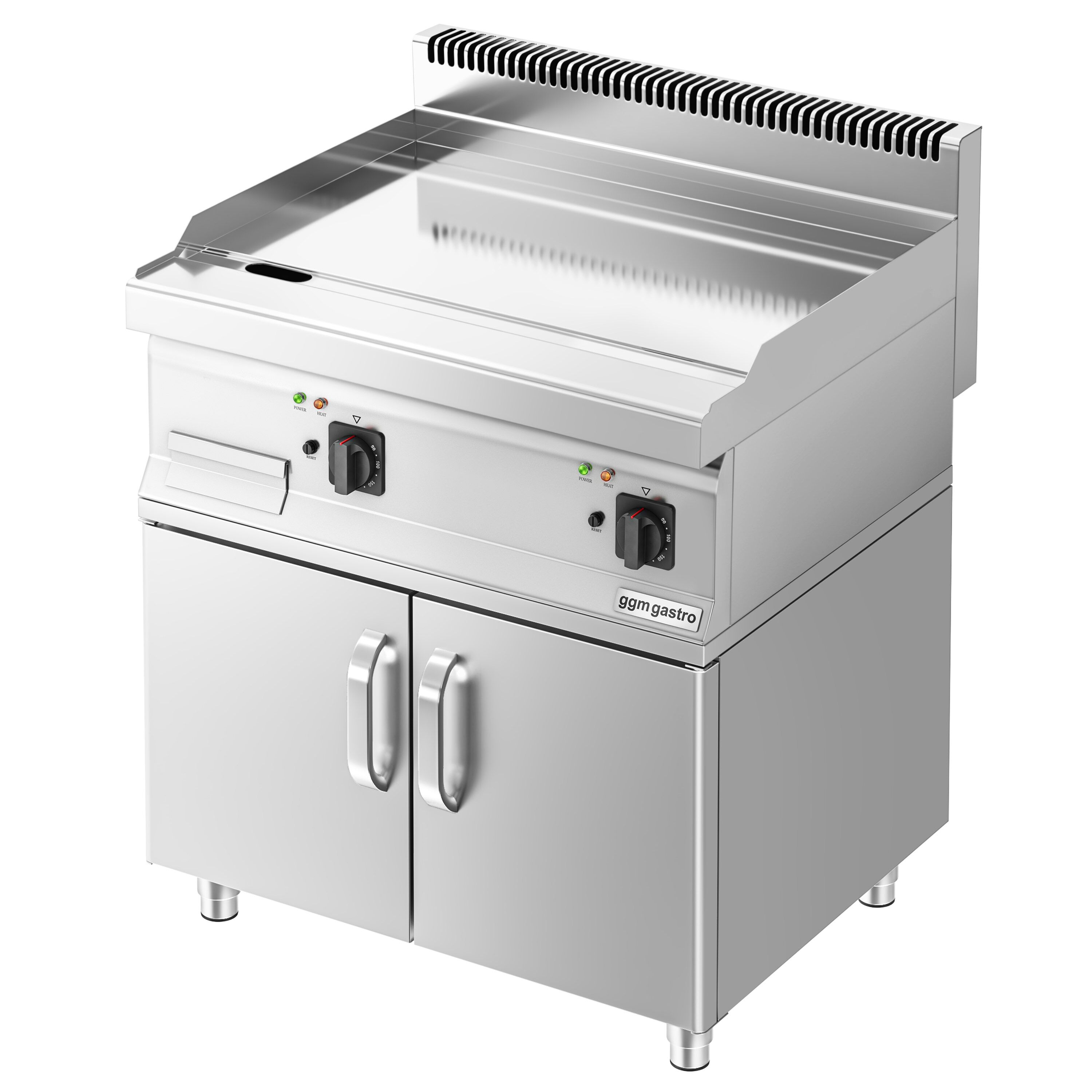 Plaque de cuisson électrique avec revêtement en chrome dur - 9 kW - lisse - incl. soubassement avec 2 portes