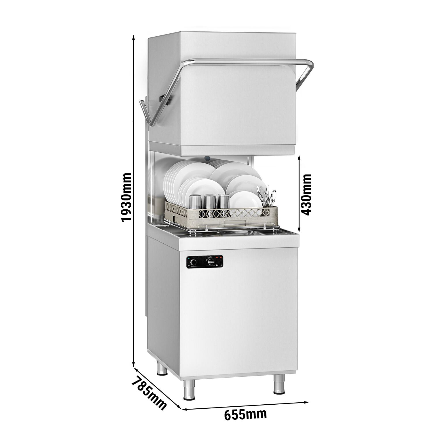 Lave-vaisselle à capot – Manuel – 6,52 kW – avec pompe de détergent, de rinçage et de vidange