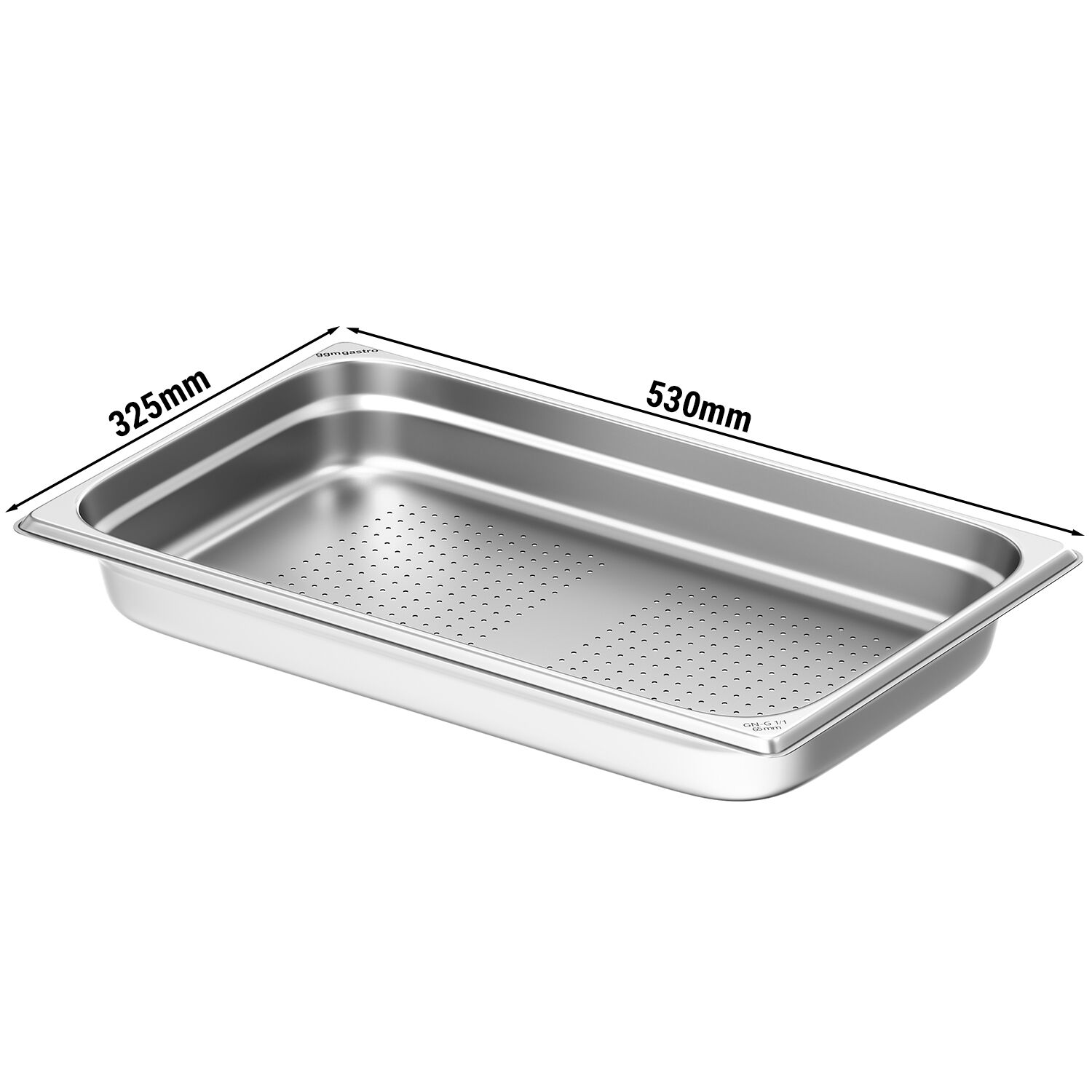 Récipients en acier inoxydable GN 1/1 - perforés - Hauteur : 65mm