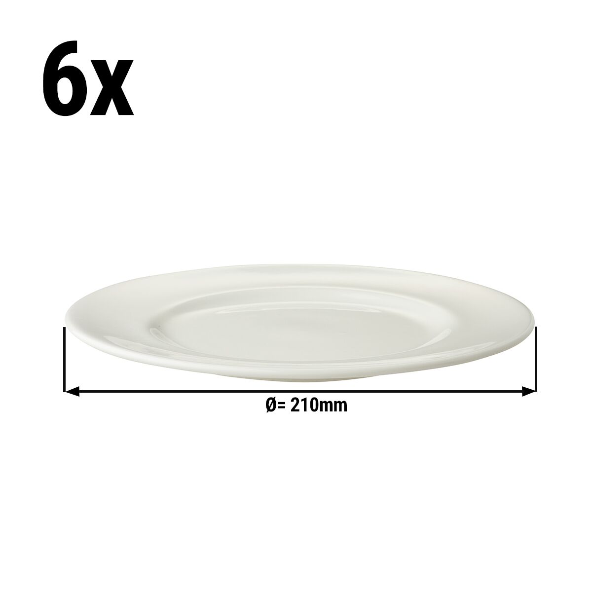 (6 pieces) LUX - Plate flat Maastricht - Ø 21 cm - Ivory
