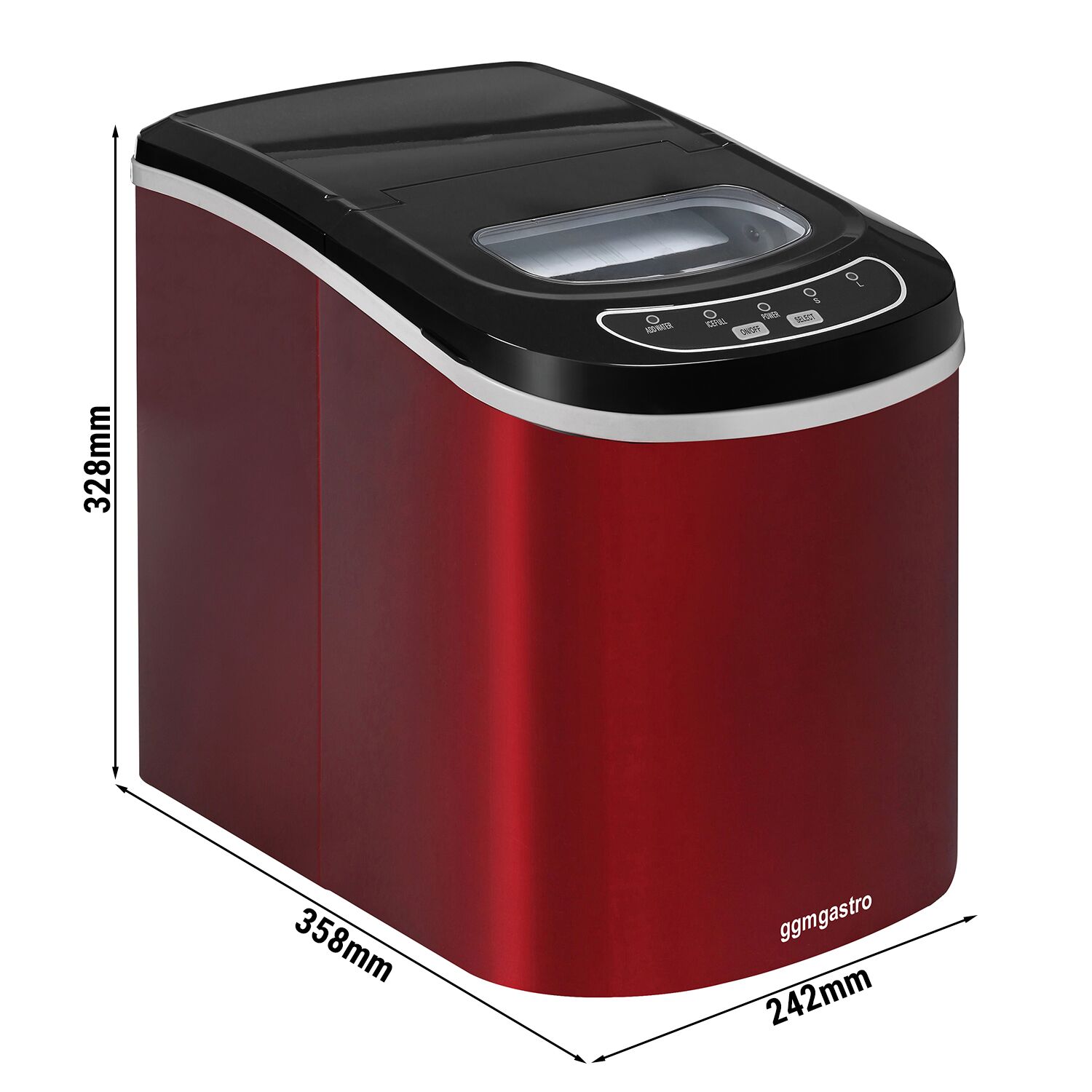 Machine à glaçons - Cylindre creux - 12 kg/24 h - Rouge