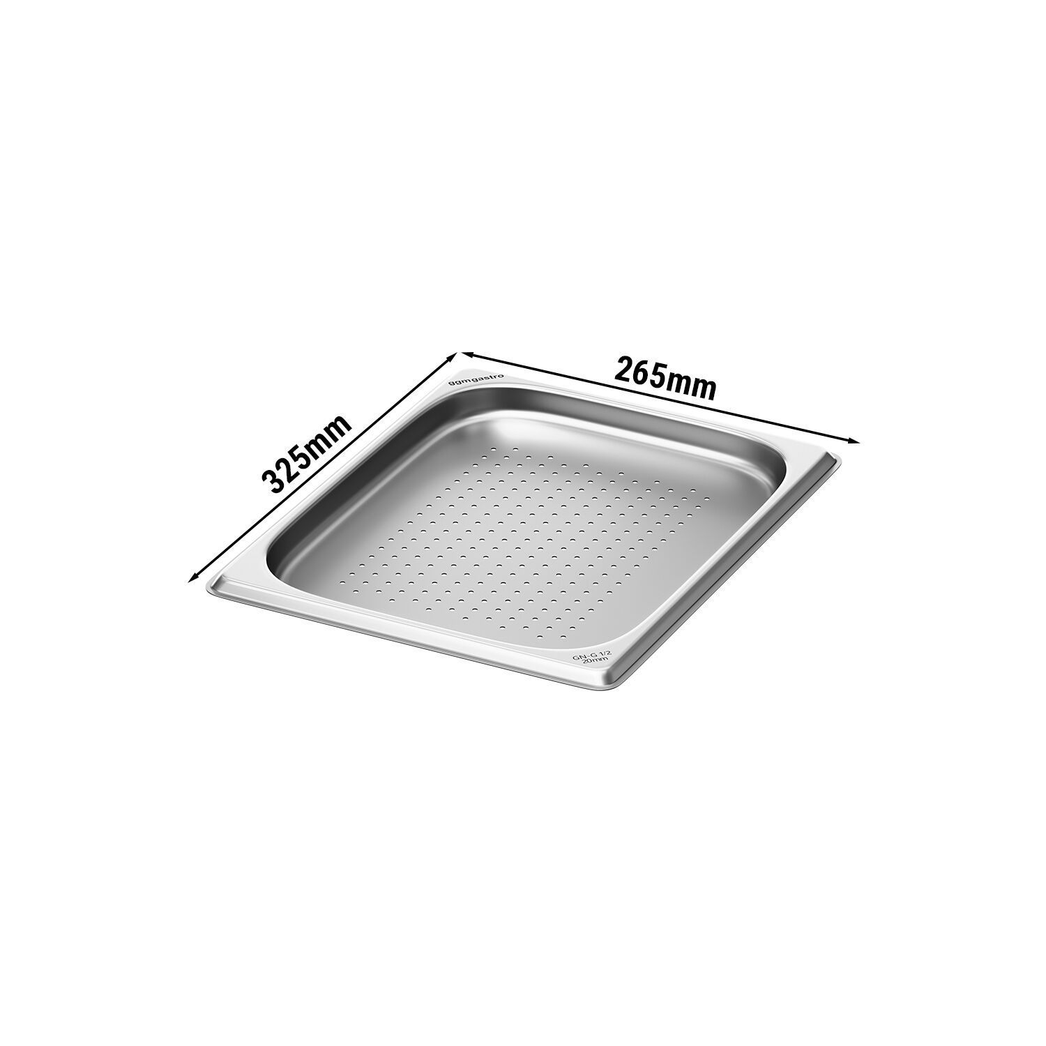 (1 piece) - Stainless steel GN container 1/2 - perforated - height 20 mm