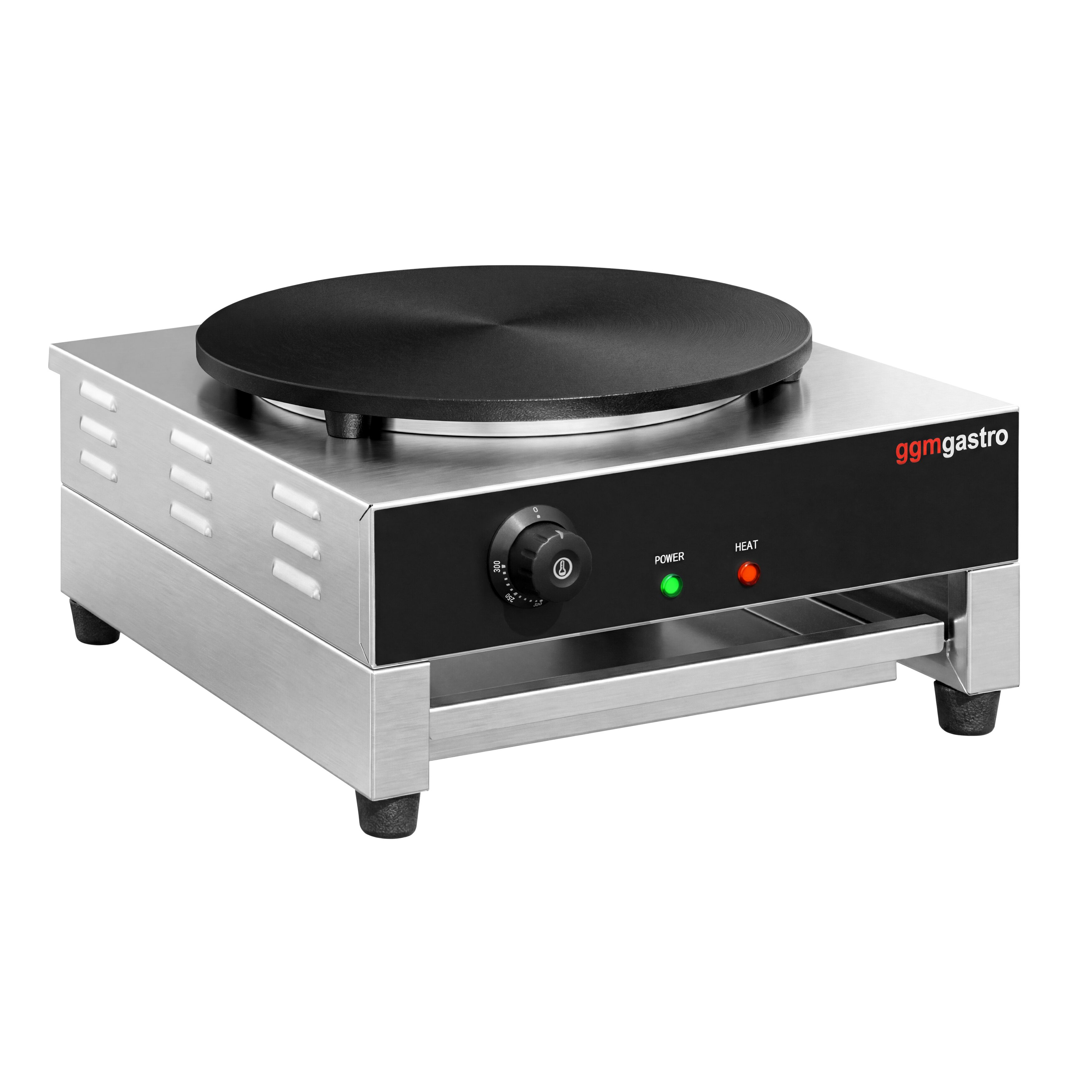 Crêpière professionnelle - Thermostat réglable - Ø 400mm incl. râteau à crêpes