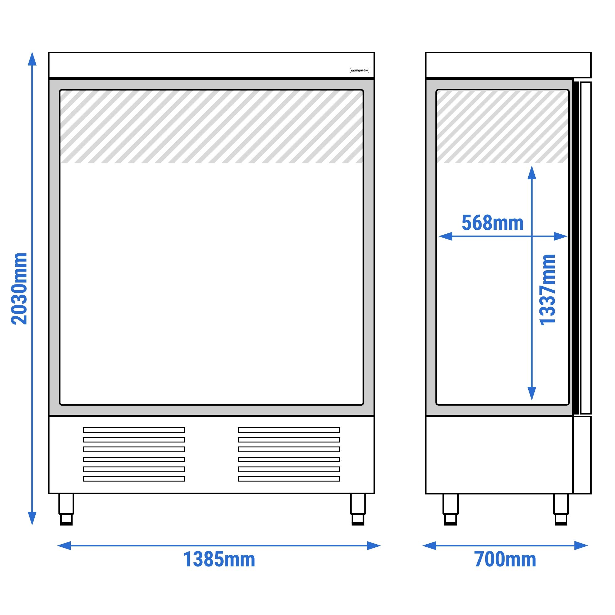 Armoire réfrigérée positive Inox AISI 304 PREMIUM PLUS - 1110 L - avec 2 portes