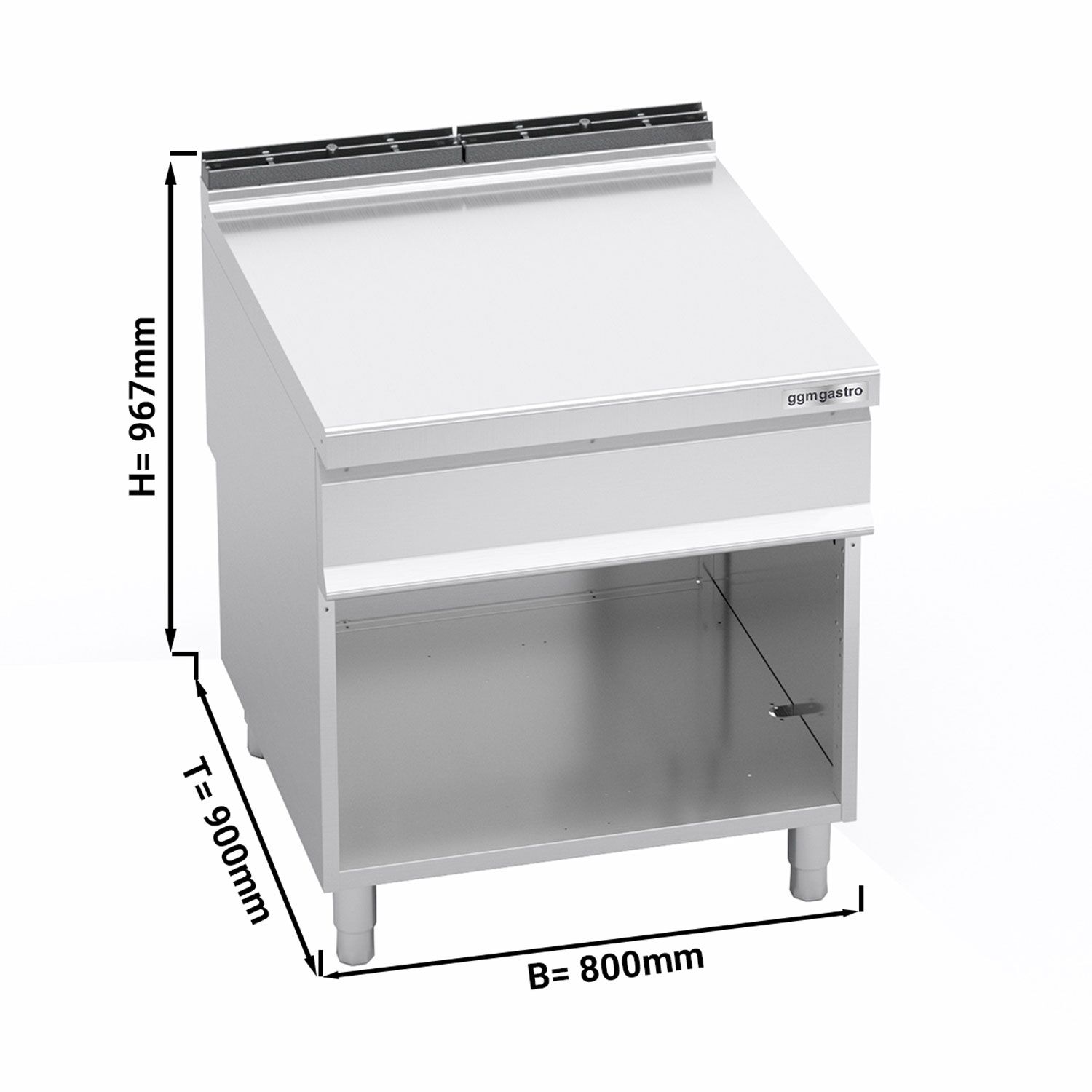 Neutral Element - with Upstand - Open Substructure - 800x900x967mm - Stainless Steel AISI 304 - Lorenzo 900