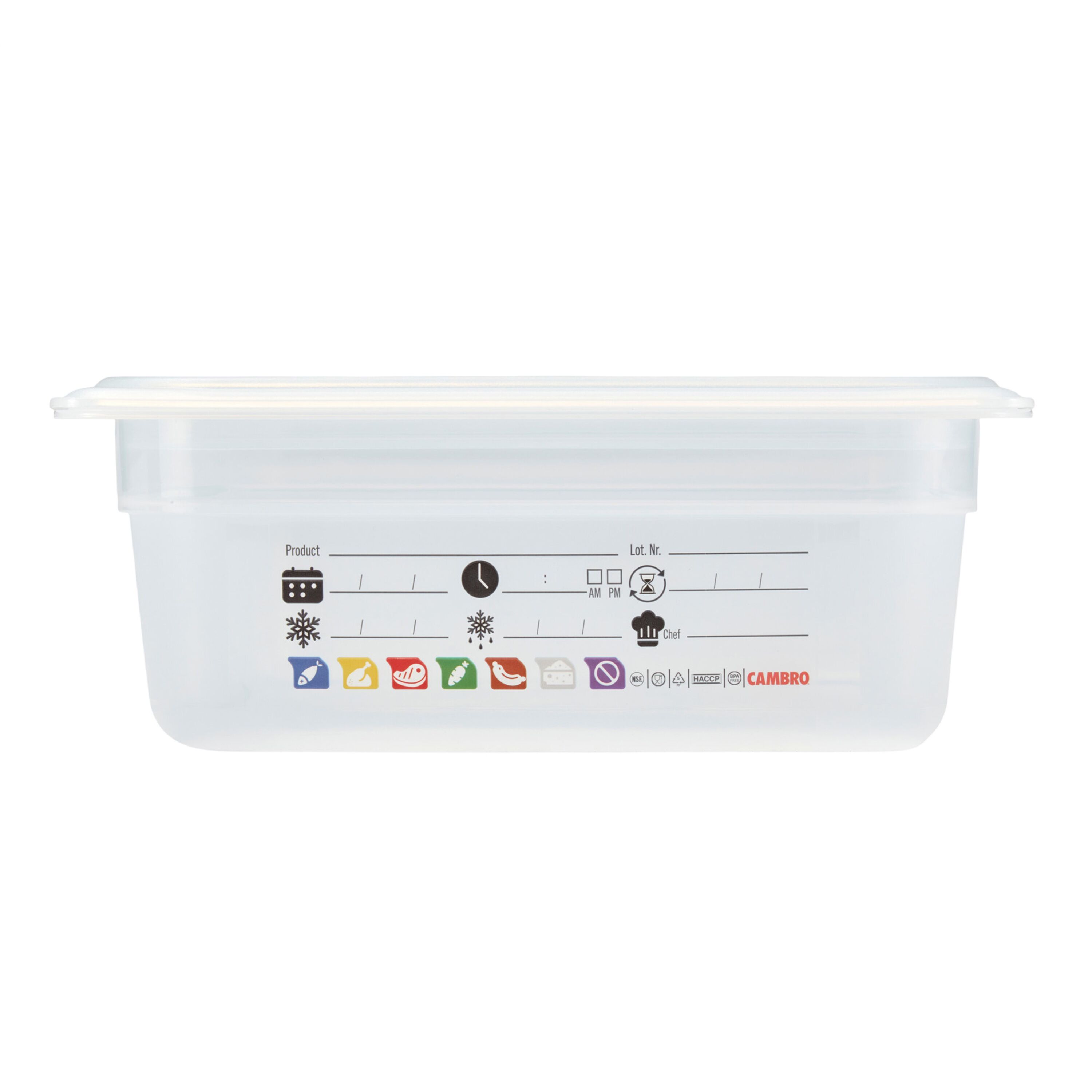 (6 pièces) CAMBRO | SafeTrak - Récipients en polypropylène GN 1/2 - laiteux - Hauteur : 100mm