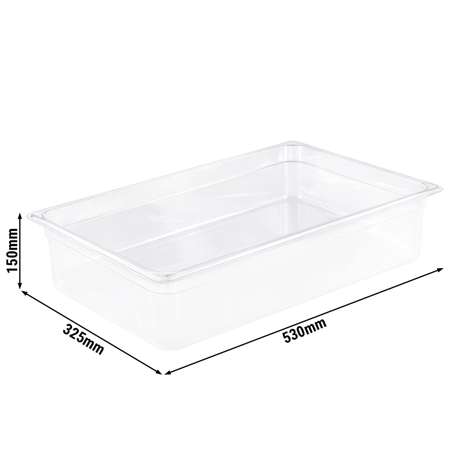 (6 pièces) Bac en Polypropylène - GN 1/1 - Translucide - 19,5 L - Hauteur : 150 mm