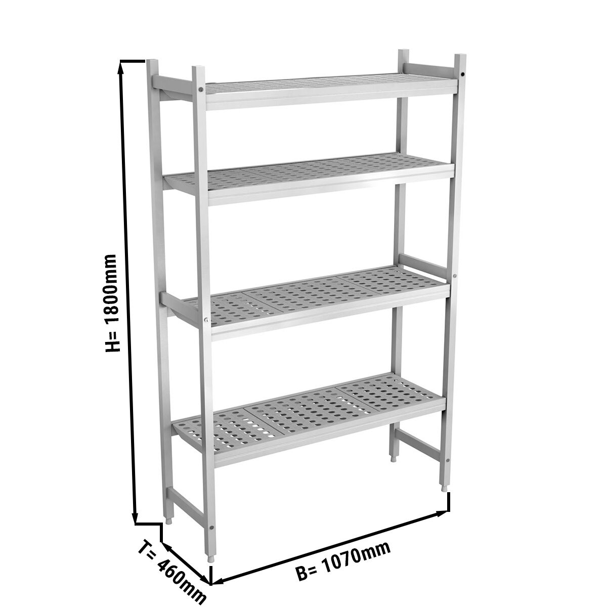 Étagère de base en aluminium - 1070 x 1800 mm - Capacité de charge : 600 kg