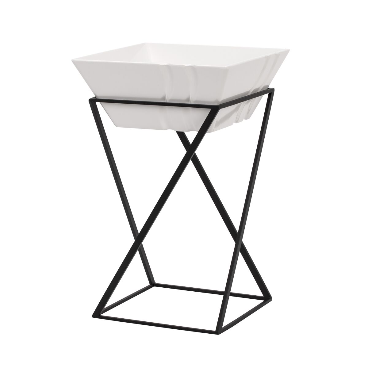 Bufféställ - svart - rektangulär - 200x200 mm - Höjd: 375 mm - inkl. 1 melaminskål