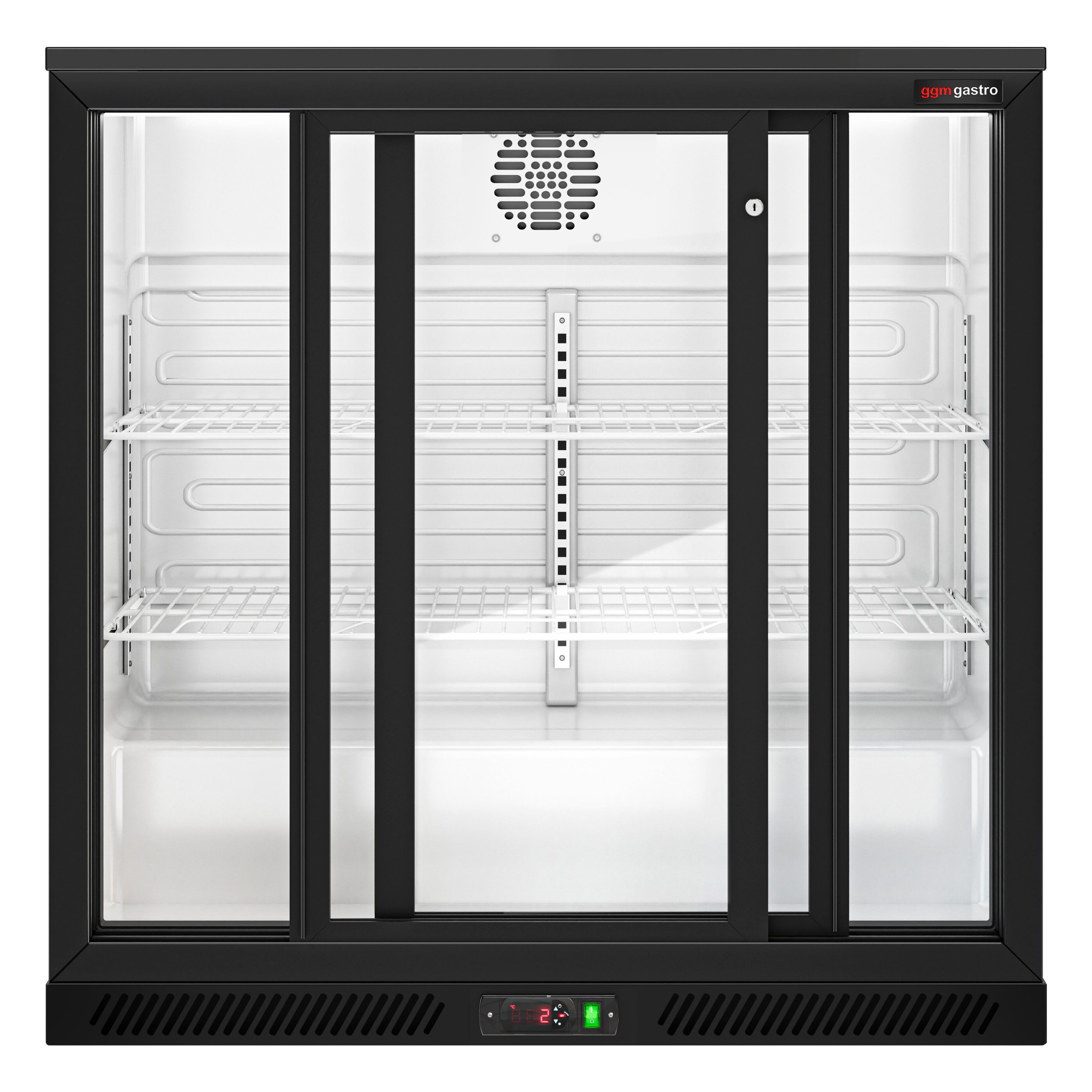 Réfrigérateur de bar – 900 mm – 220 litres – avec 2 portes coulissantes en verre – Noir