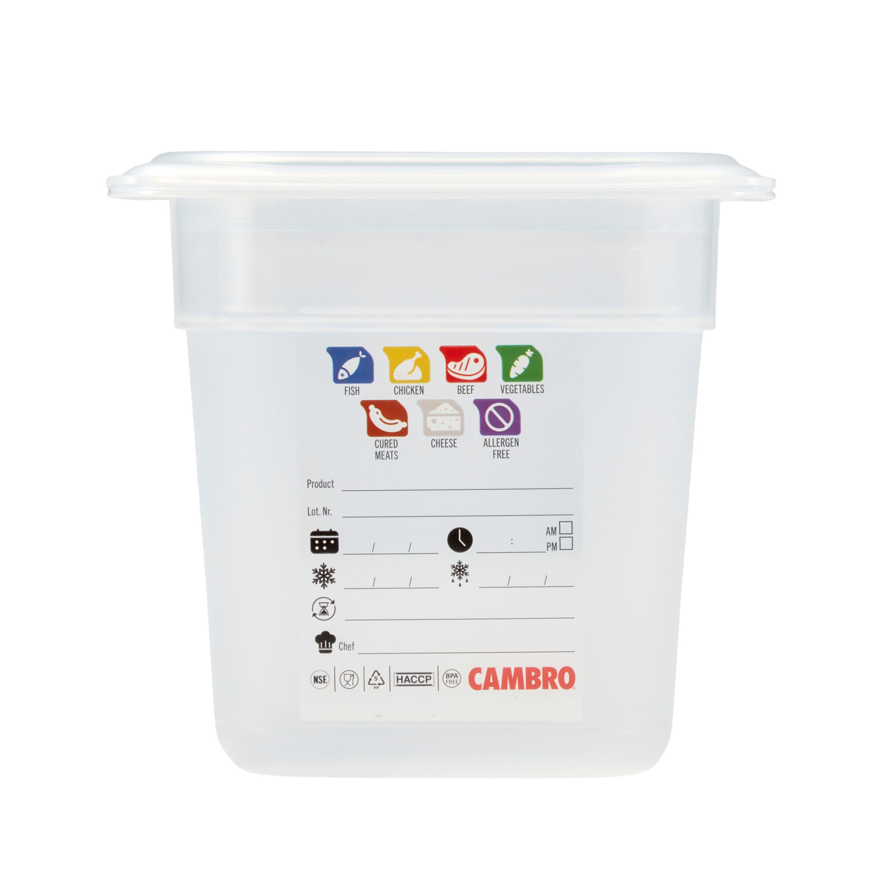 (6 pièces) CAMBRO | SafeTrak - Récipients en polypropylène GN 1/6 - laiteux - Hauteur : 150mm
