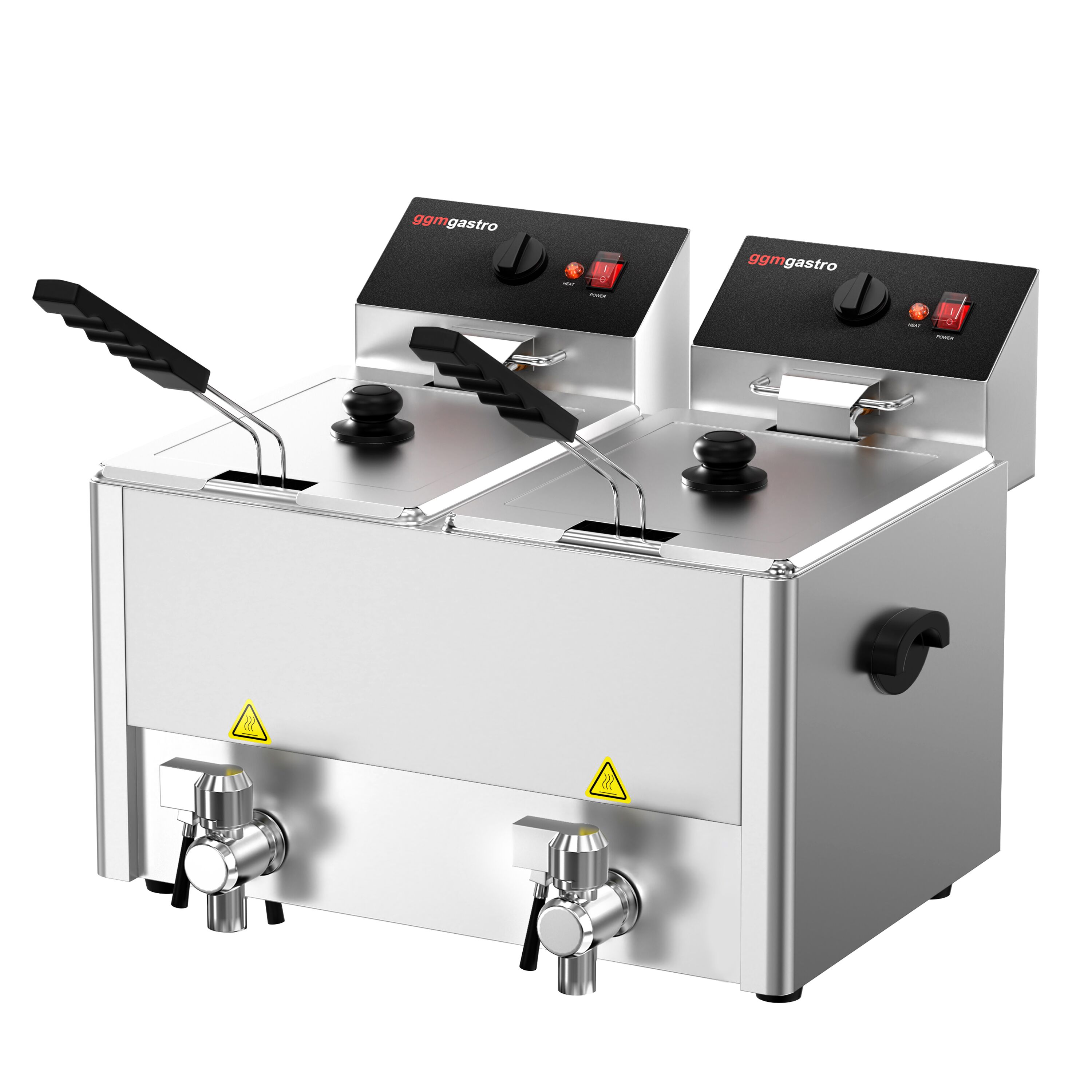 Friteuse électrique double – 8+8 litres – 6,5 kW – avec robinet de vidange