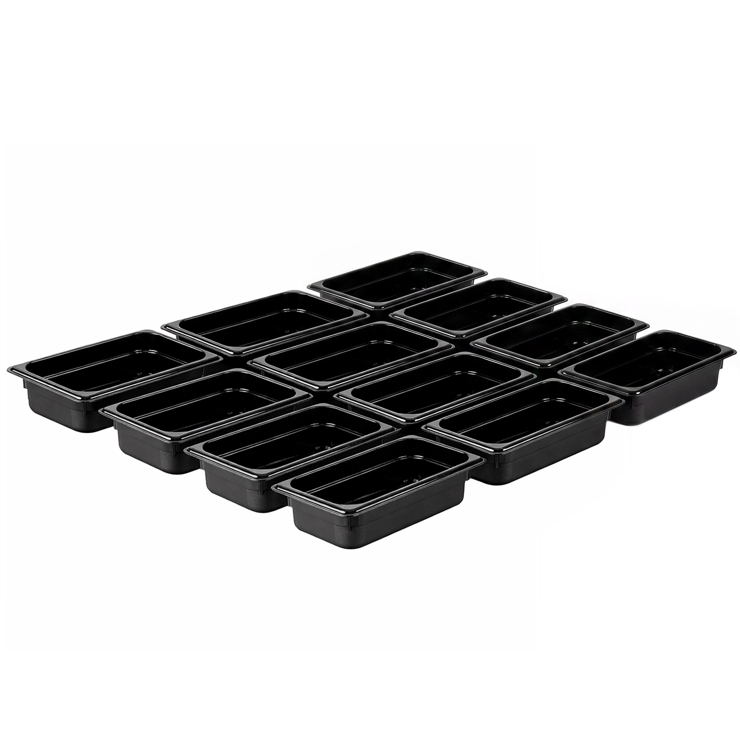(12 pcs) Polycarbonate Container GN 1/4 - Black - 1.7L - Depth: 65mm 