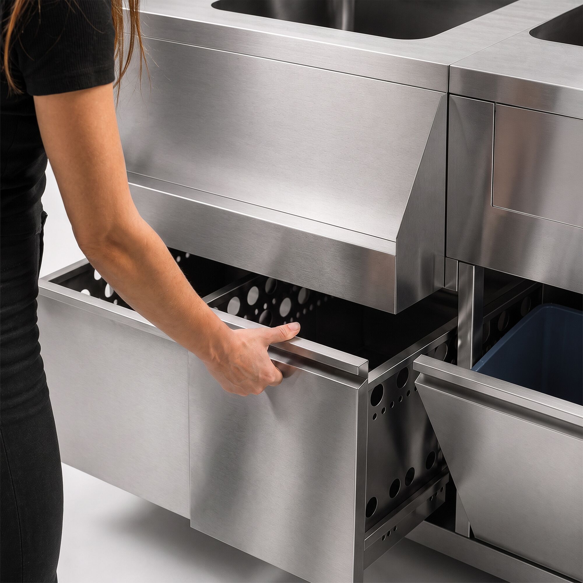Table de préparation pour cocktails – inox – 1200 x 720 mm – avec 2 tiroirs