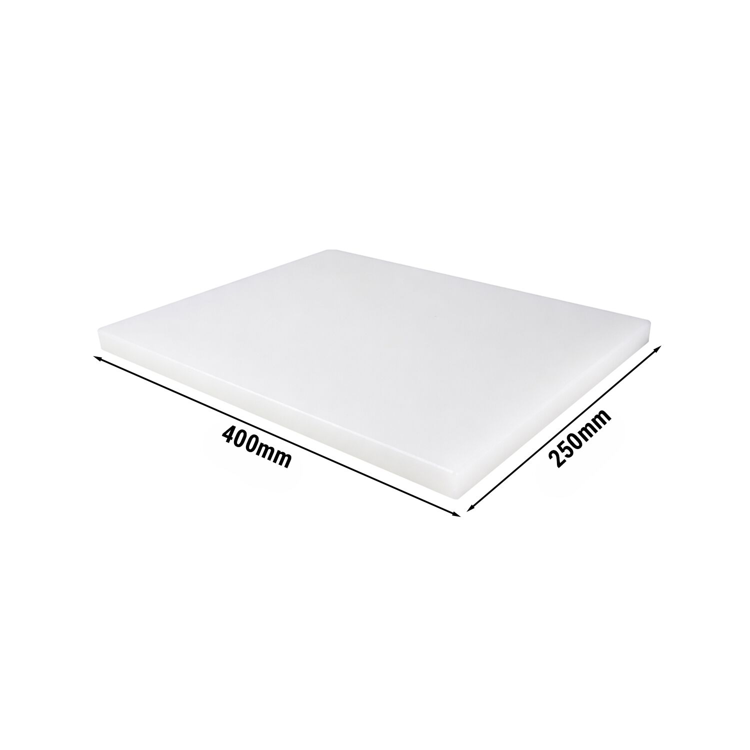 Planche à découper - 250x400mm - Épaisseur: 20mm - Conforme HACCP - Polyéthylène - Blanc