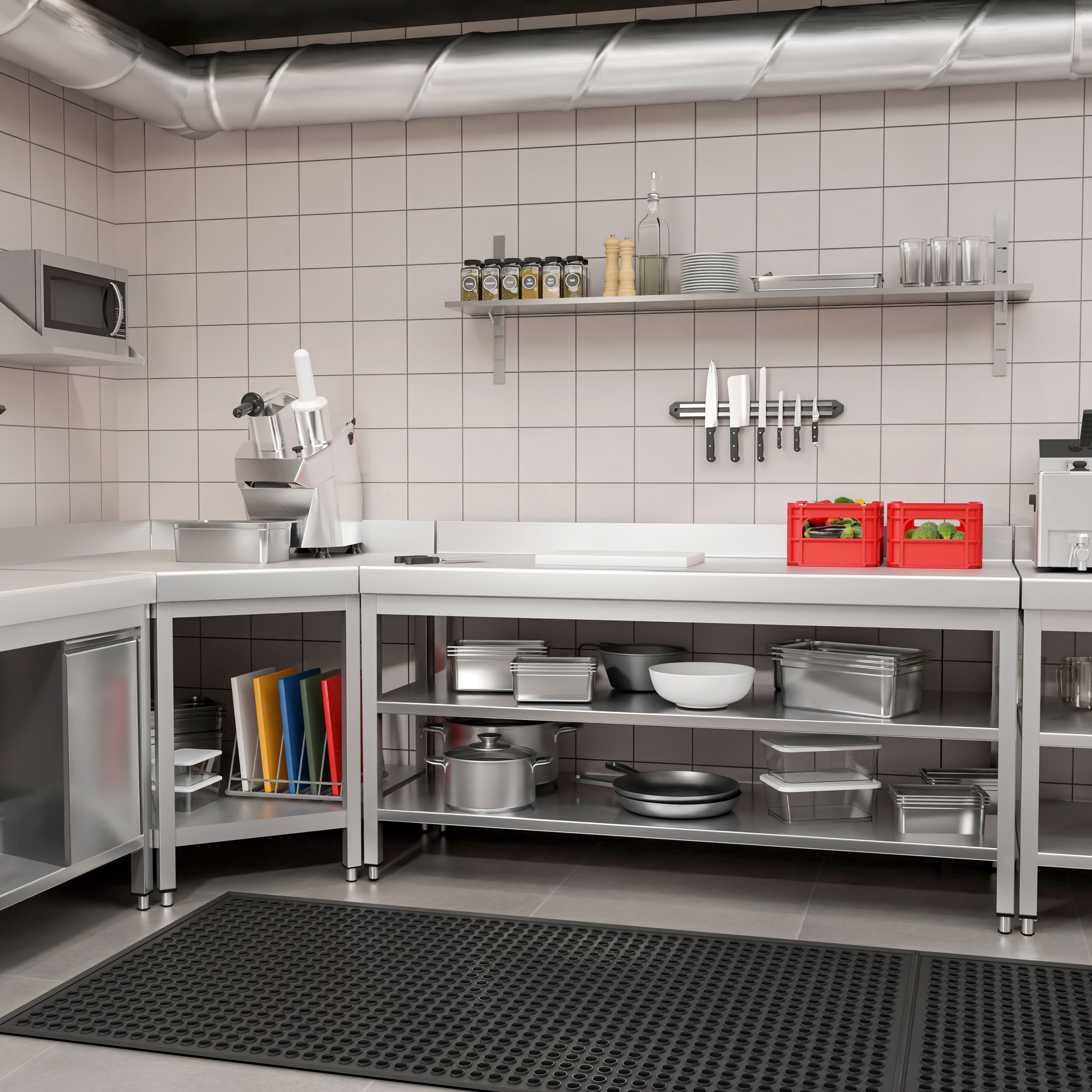 Table de travail inox PREMIUM - 2000 x 600 mm - avec tablette inférieure, Dosseret & Tablette intermédiaire
