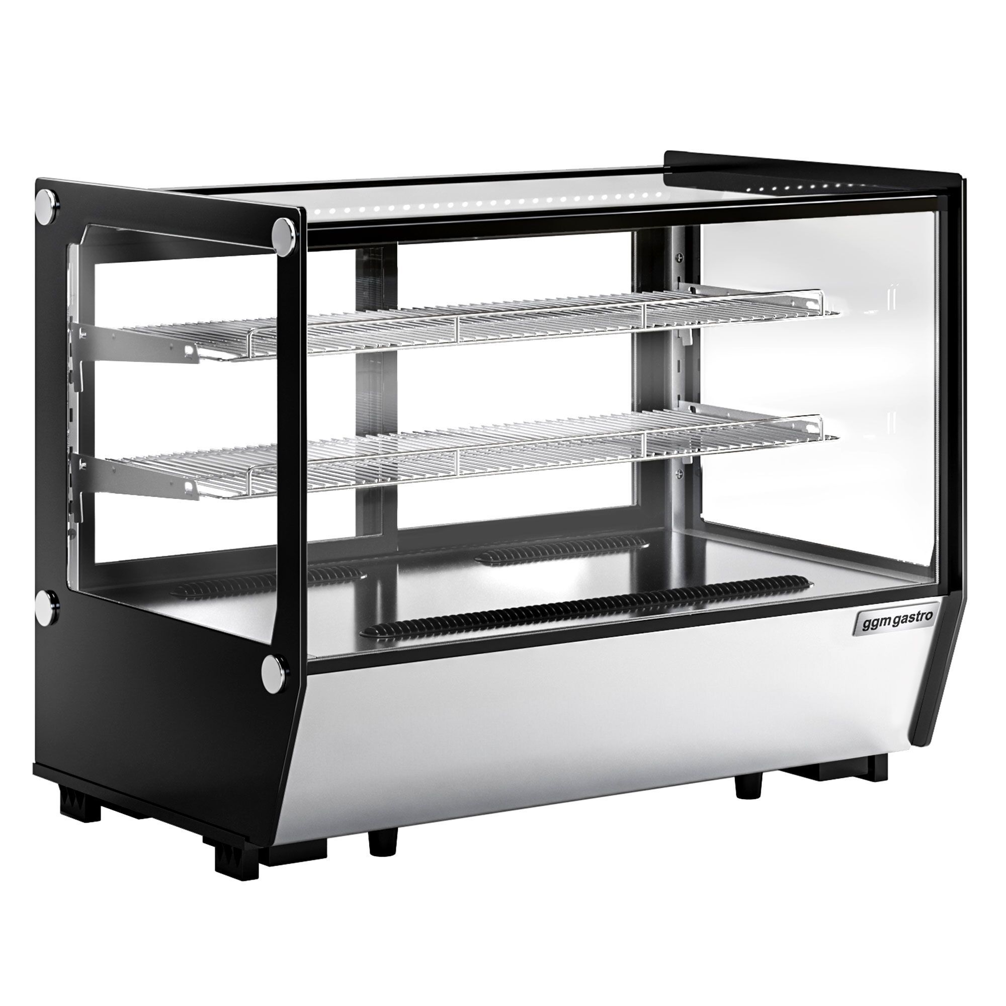 Vitrine réfrigérée de table - 160L - 880mm - Double vitrage - avec 2 étagères en verre - portes coulissantes vitrées arrière - pour pâtisseries