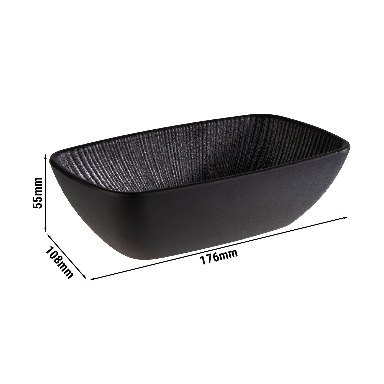 (6 pcs) Bac GN 1/9 - NERO - Mélamine - 0,35L - 176x108mm - Profondeur : 55mm - Noir