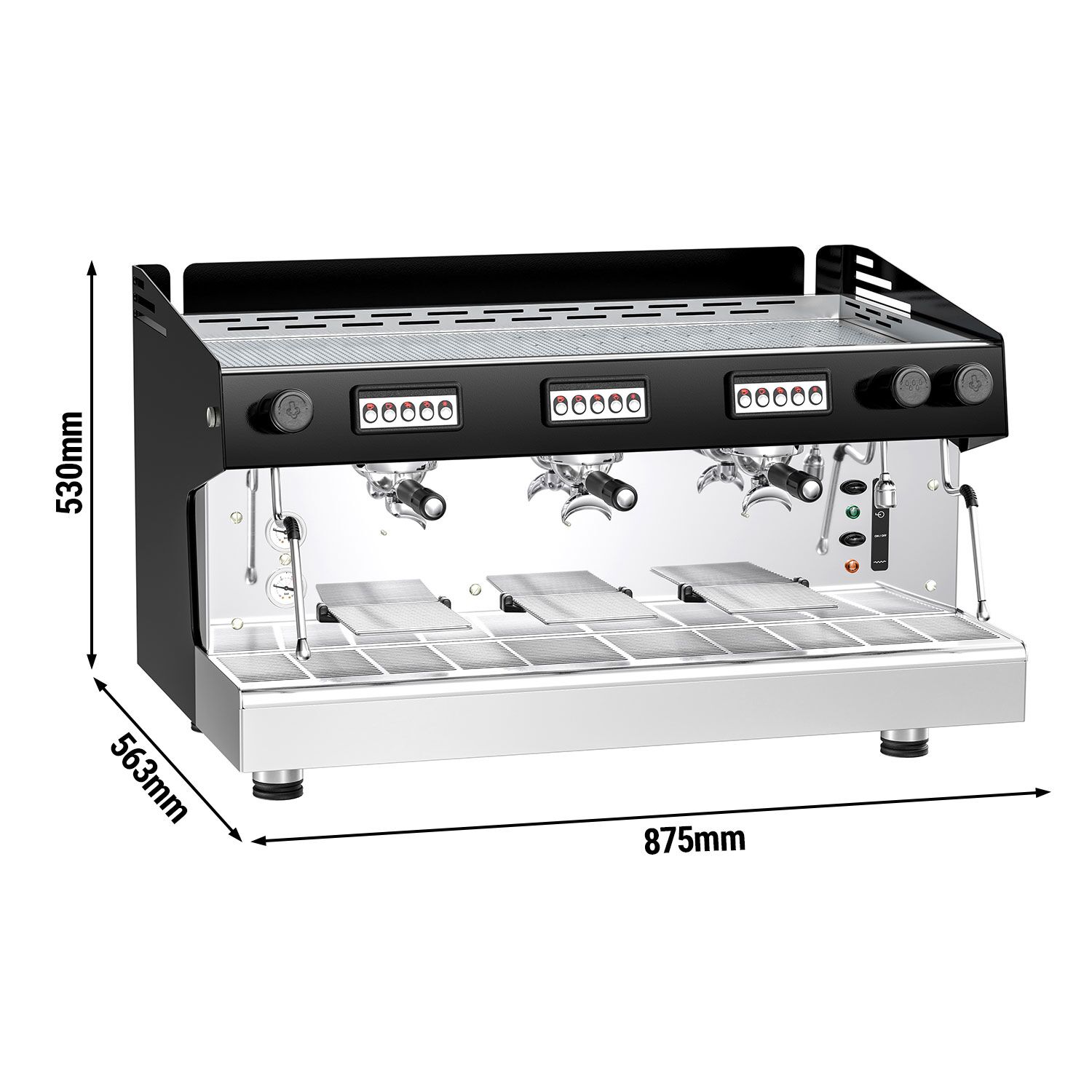 Machine à café porte-filtre – 3 groupes – avec système de préinfusion inclus