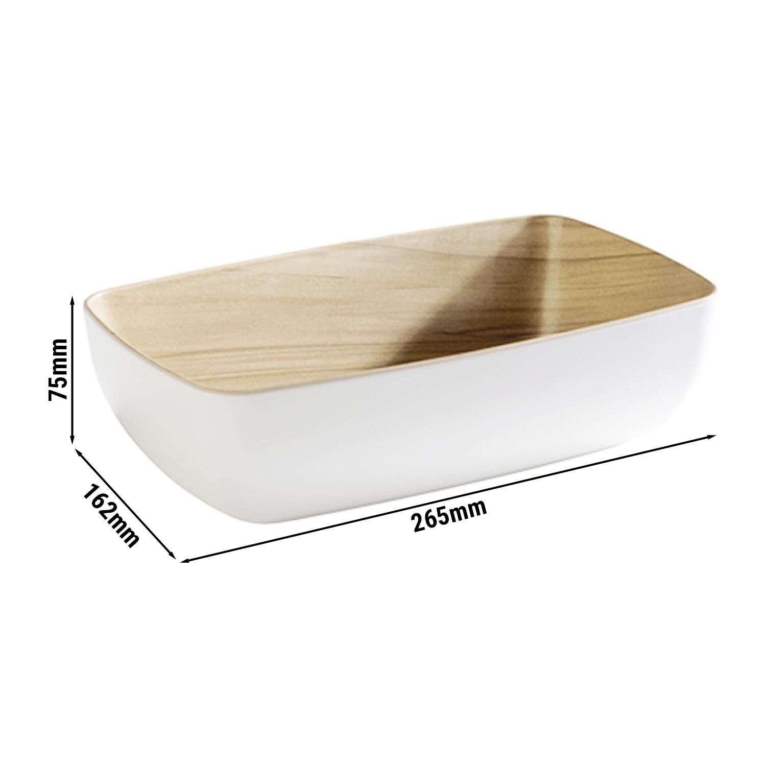 (6 pcs) Bac GN 1/4 - FRIDA - Mélamine - 1,8L - 265x162mm - Profondeur : 75mm - Blanc/Beige