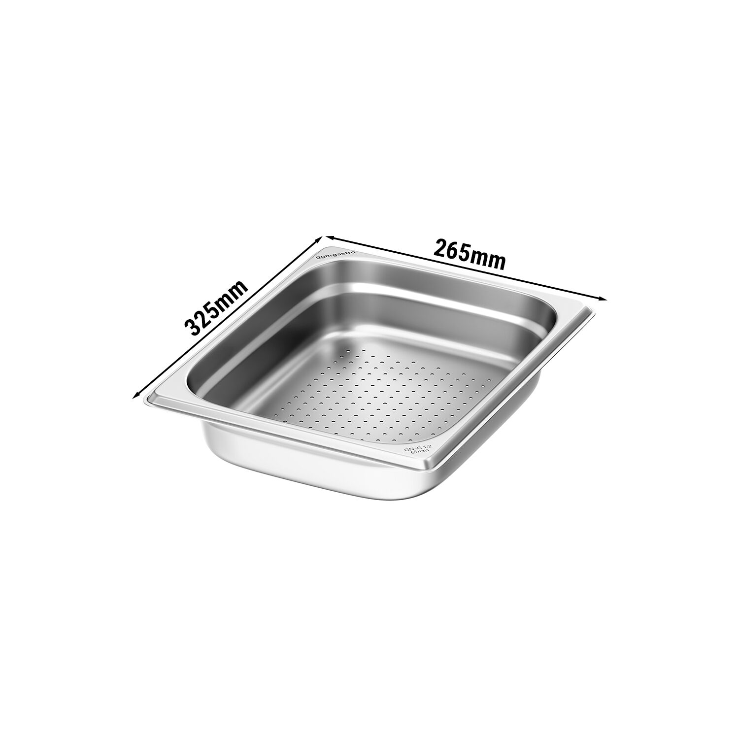 (6 pièces) Récipients en acier inoxydable GN 1/2 - perforés - hauteur : 65mm