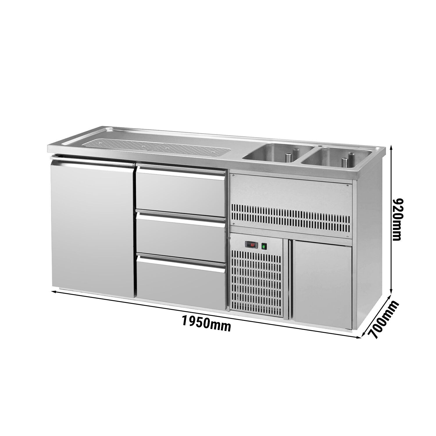 Biertheke Premium PLUS - 1950x700mm - 1 Tür & 3 Schubladen