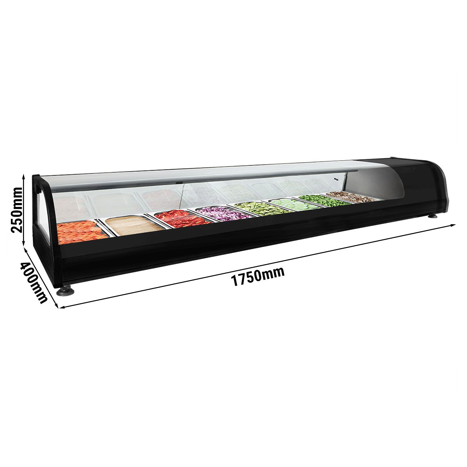 Vitrine à tapas réfrigérée PREMIUM - 1750x400mm - 8x GN 1/3