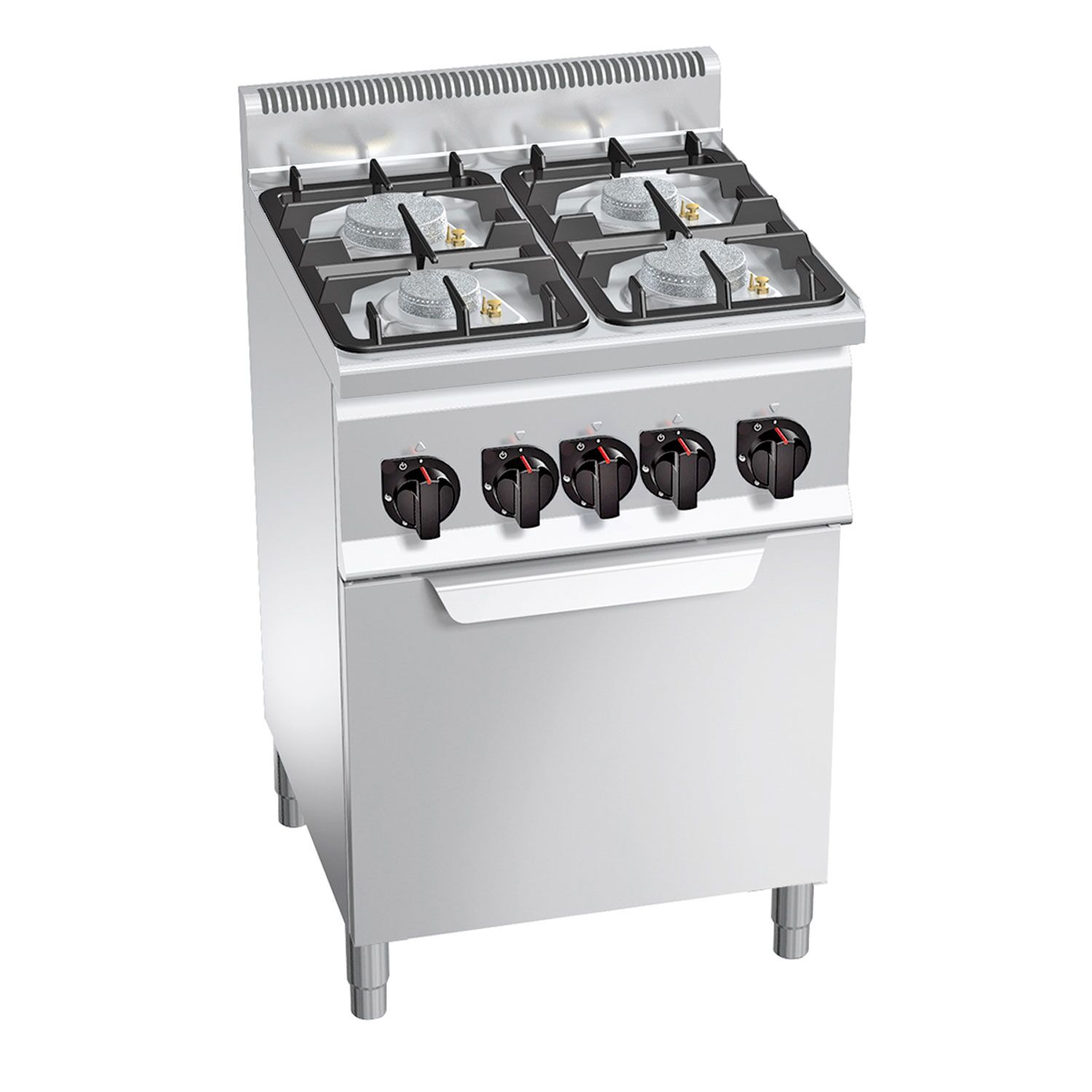 Fourneau à gaz – 19 kW – 4 brûleurs – avec four à gaz – 3,5 kW