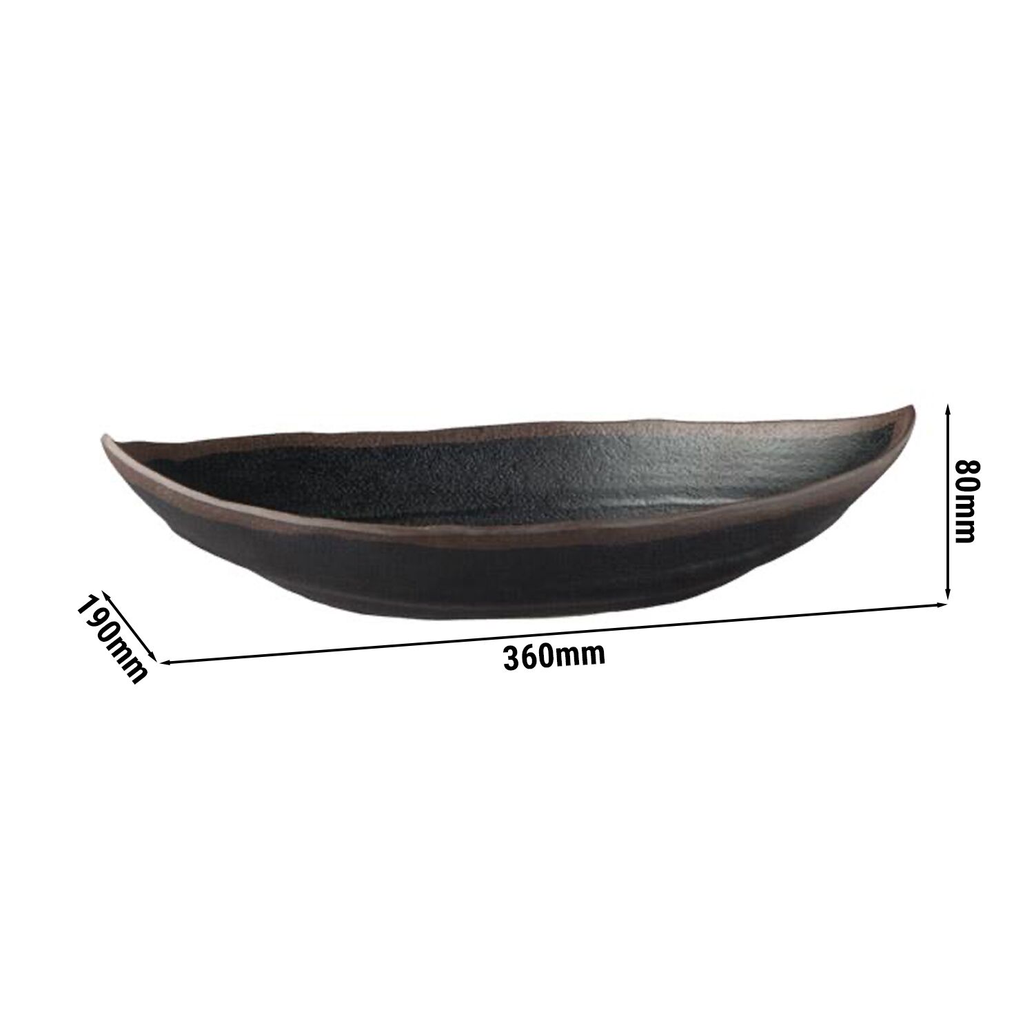 (6 pcs) Coupe à dessert - MARONE - Mélamine - 0,4L - rectangulaire - 255x140mm - Profondeur : 55mm - Noir/Brun