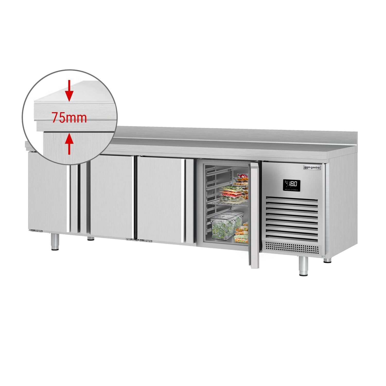 Table de congélation Premium PLUS - 2452x700 mm - avec 4 portes - avec dosseret