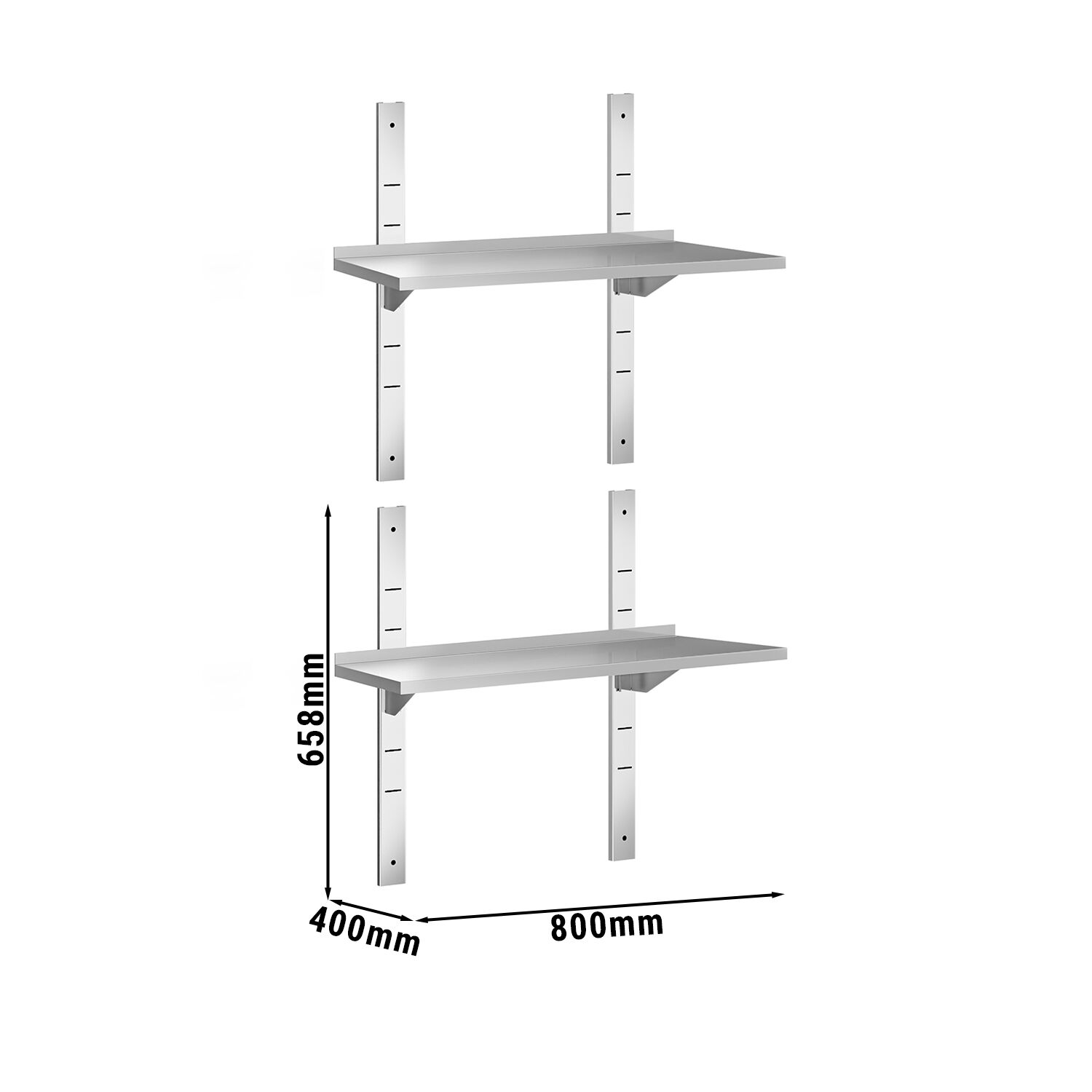 Étagère murale PREMIUM - 800 x 400 mm - avec 2 niveaux