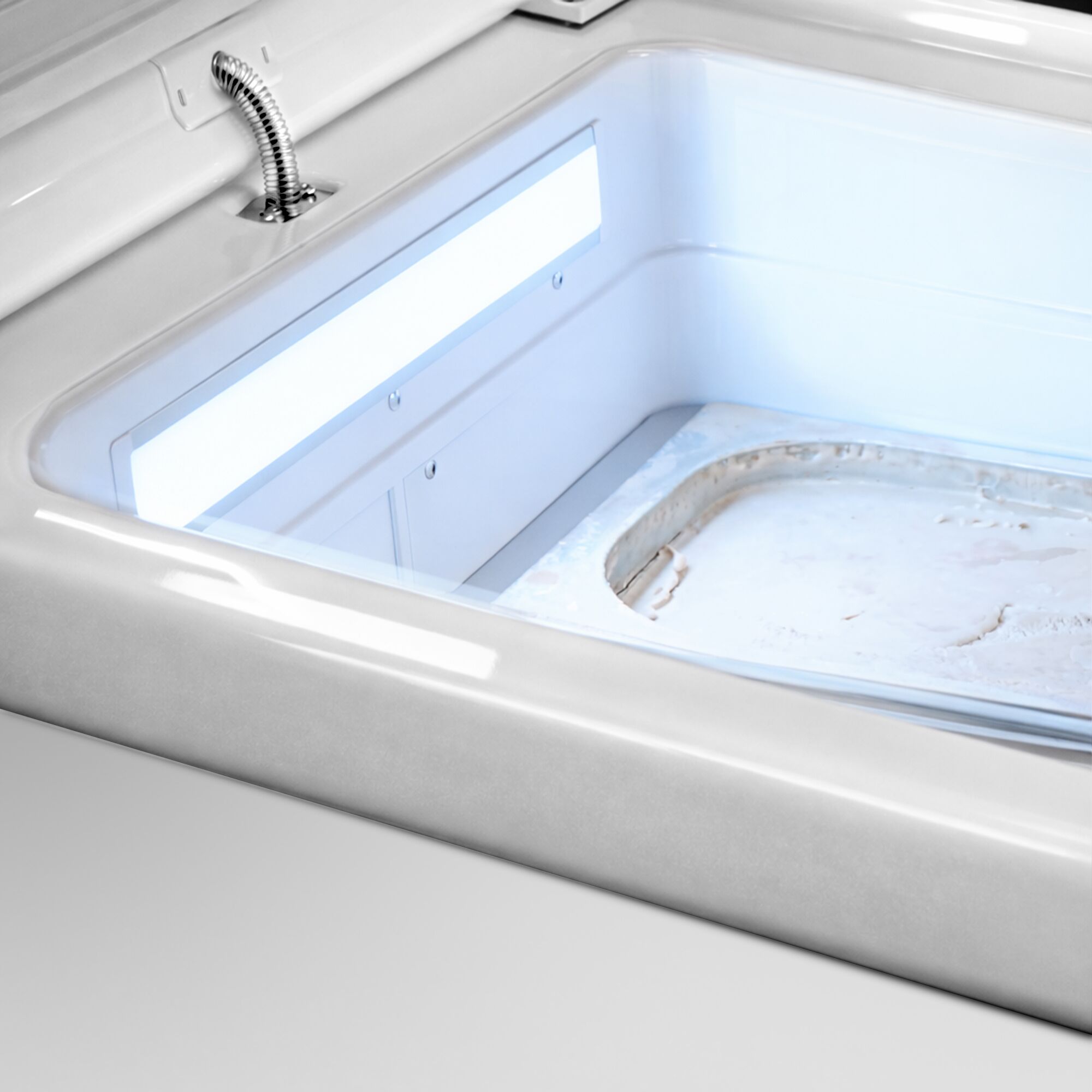 Vitrine à glaces à poser - 465mm - Froid statique - pour 2 bacs de 5 L - Blanc - Côté client