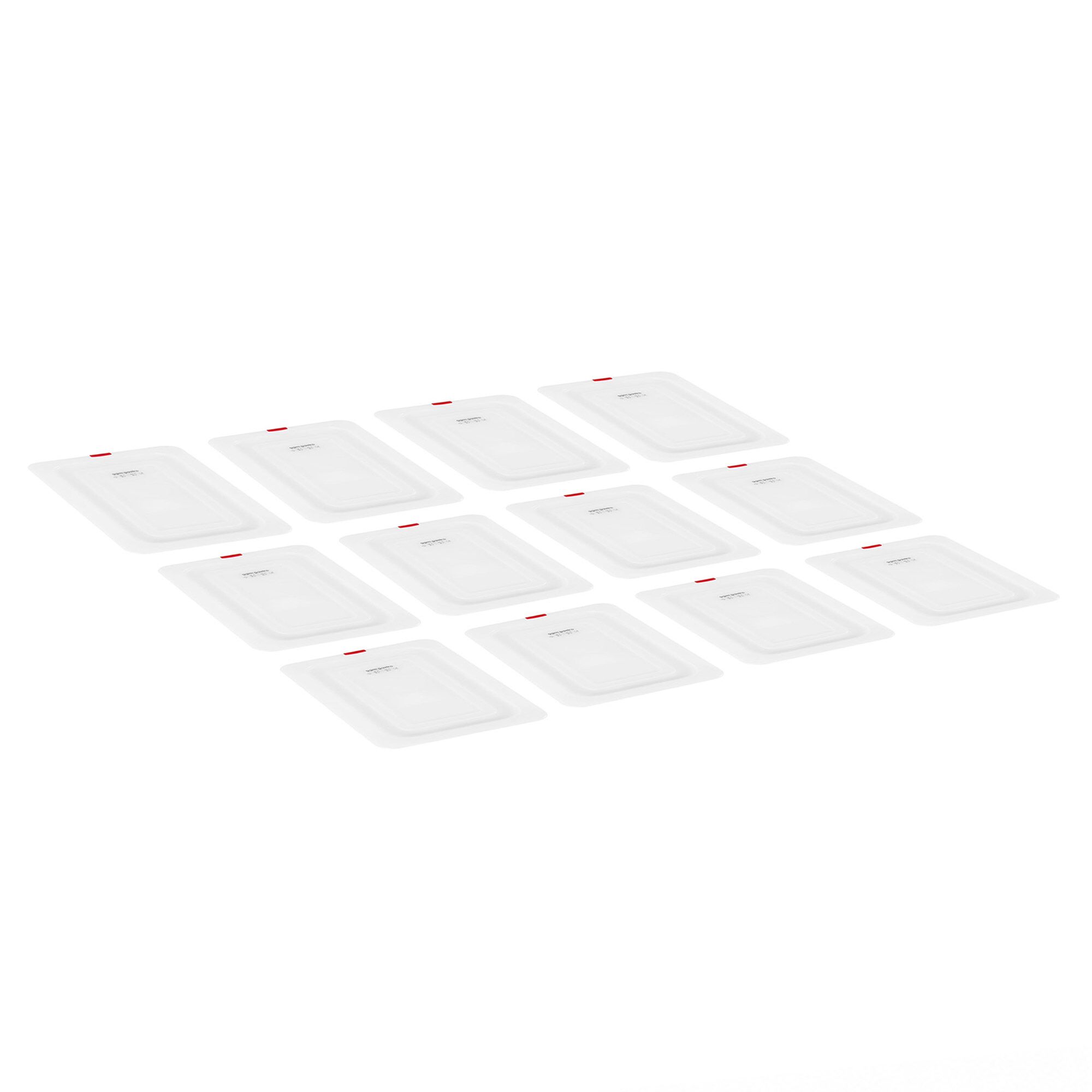 (12 Stück) Polypropylen-Deckel GN 1/4 - Milchig - mit 24 Codierclips