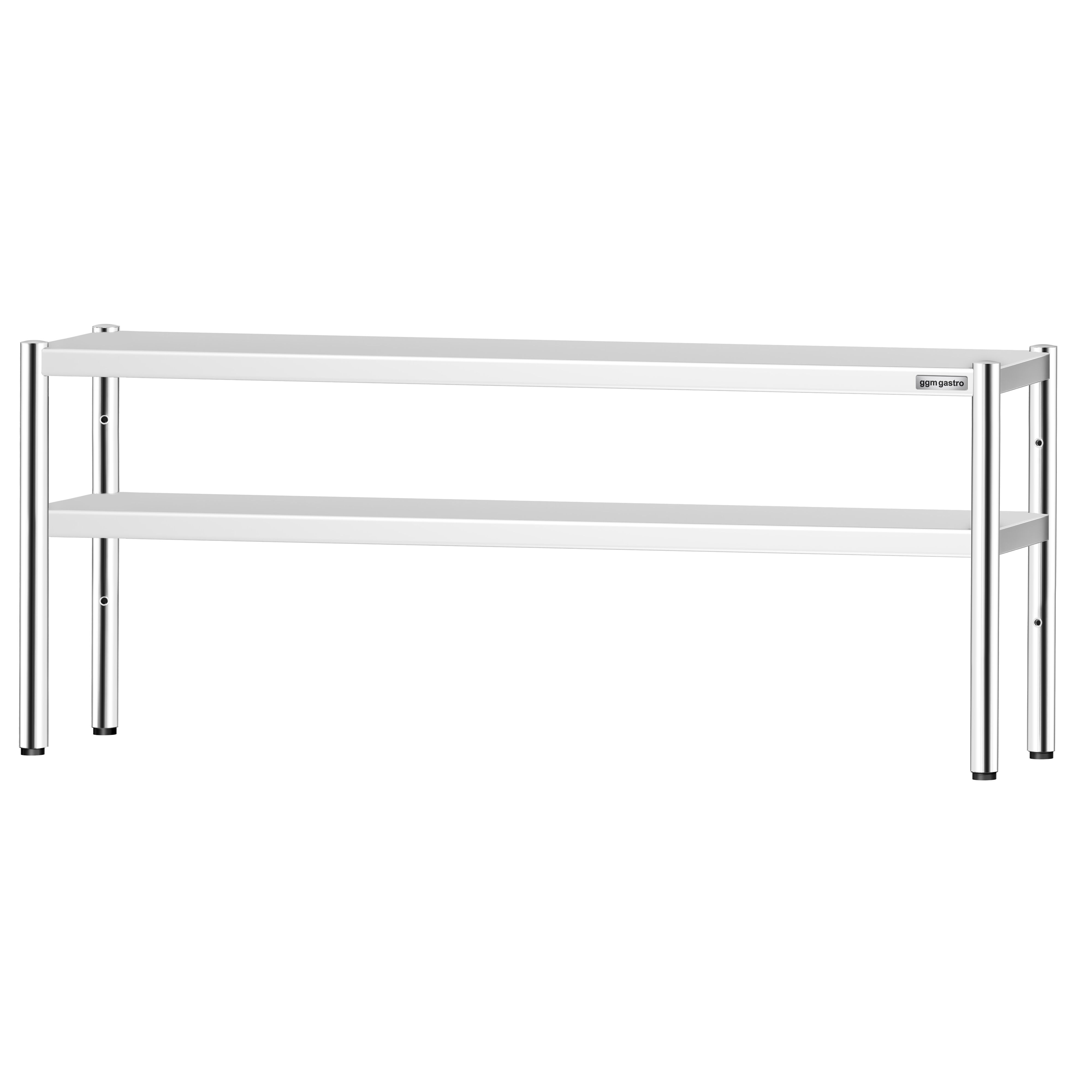Étagère supérieure en inox – 2 niveaux – 2000 × 370 mm – hauteur réglable