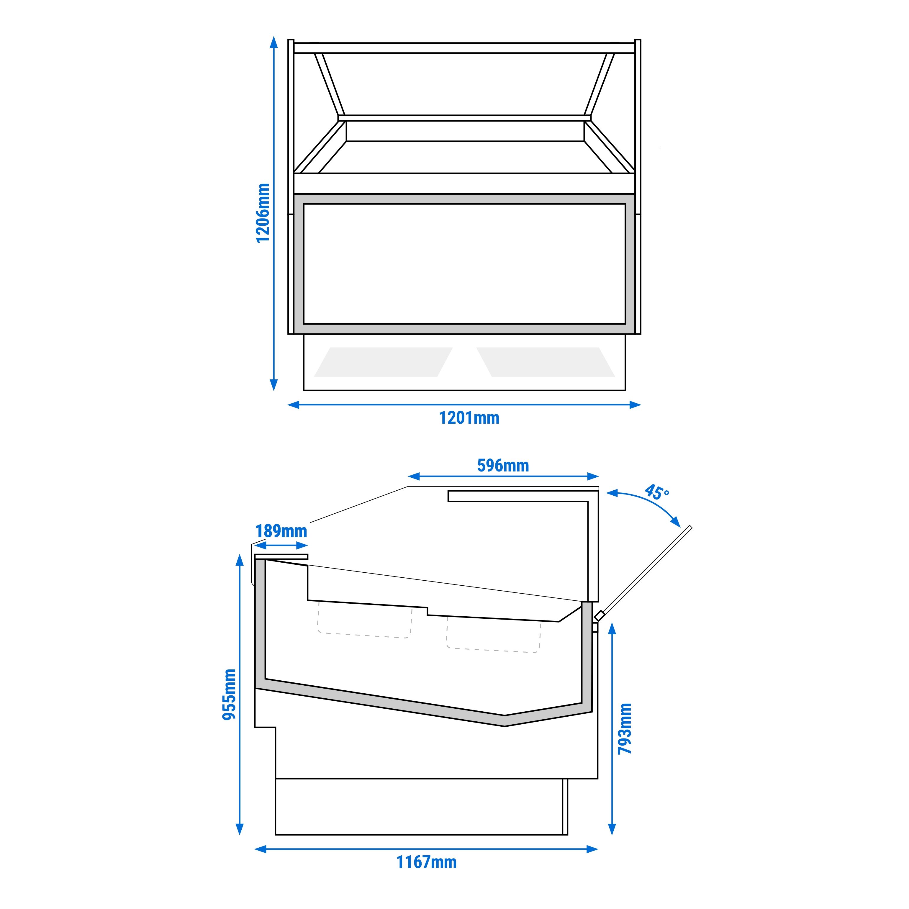 Vitrine à glace ADAM – 1200 mm – refroidissement ventilé – pour 12 bacs à glace de 5 litres ou 8 bacs de 7 litres – Blanc