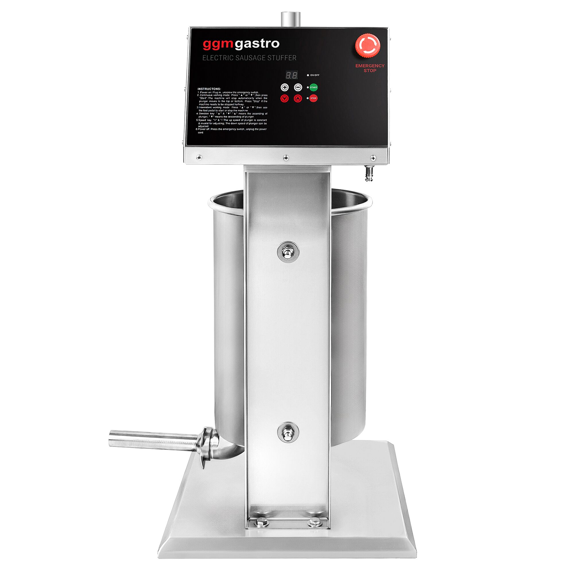 Elektrischer Wurstfüller & Churro-Maschine - 30 Liter - 180 Watt - Edelstahl - inkl. 4 Wurstfüller- & 3 Churro-Aufsätze
