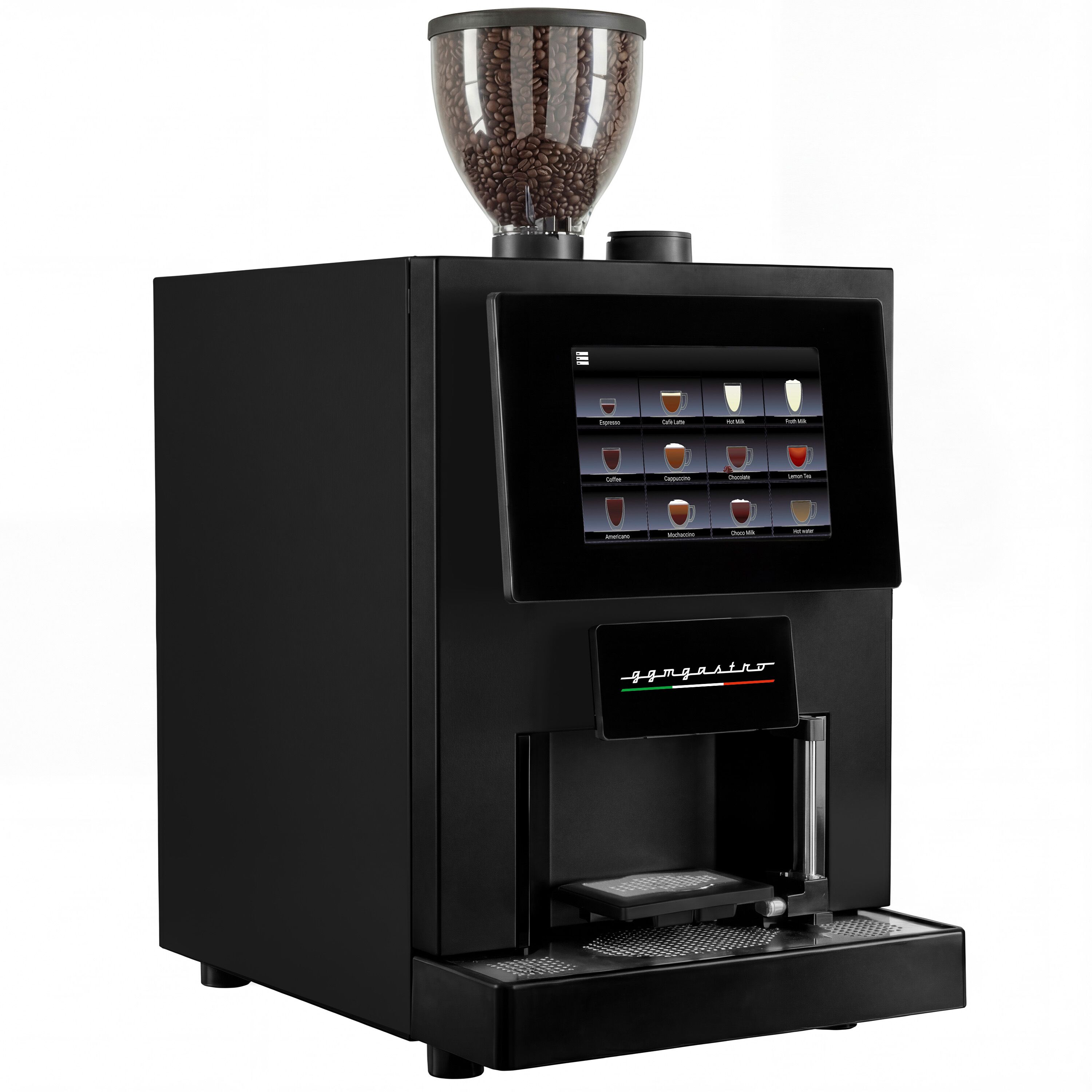 Machine à café automatique - 30 programmes - écran tactile 10 pouces - 1 réservoir à grains & 2 compartiments à poudre - avec système de lait frais