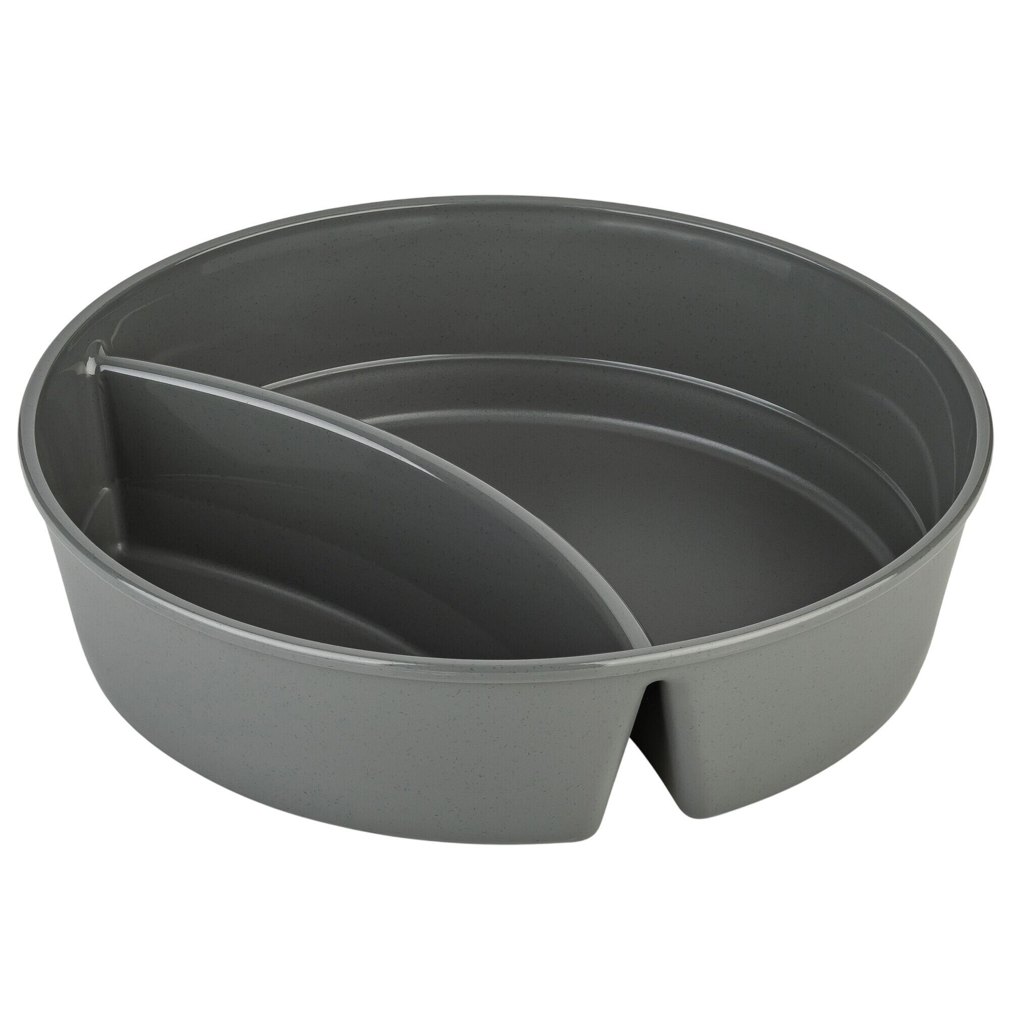 (12 pcs) Barquette réutilisable - 1100ml - 2 compartiments - Ronde - Gris
