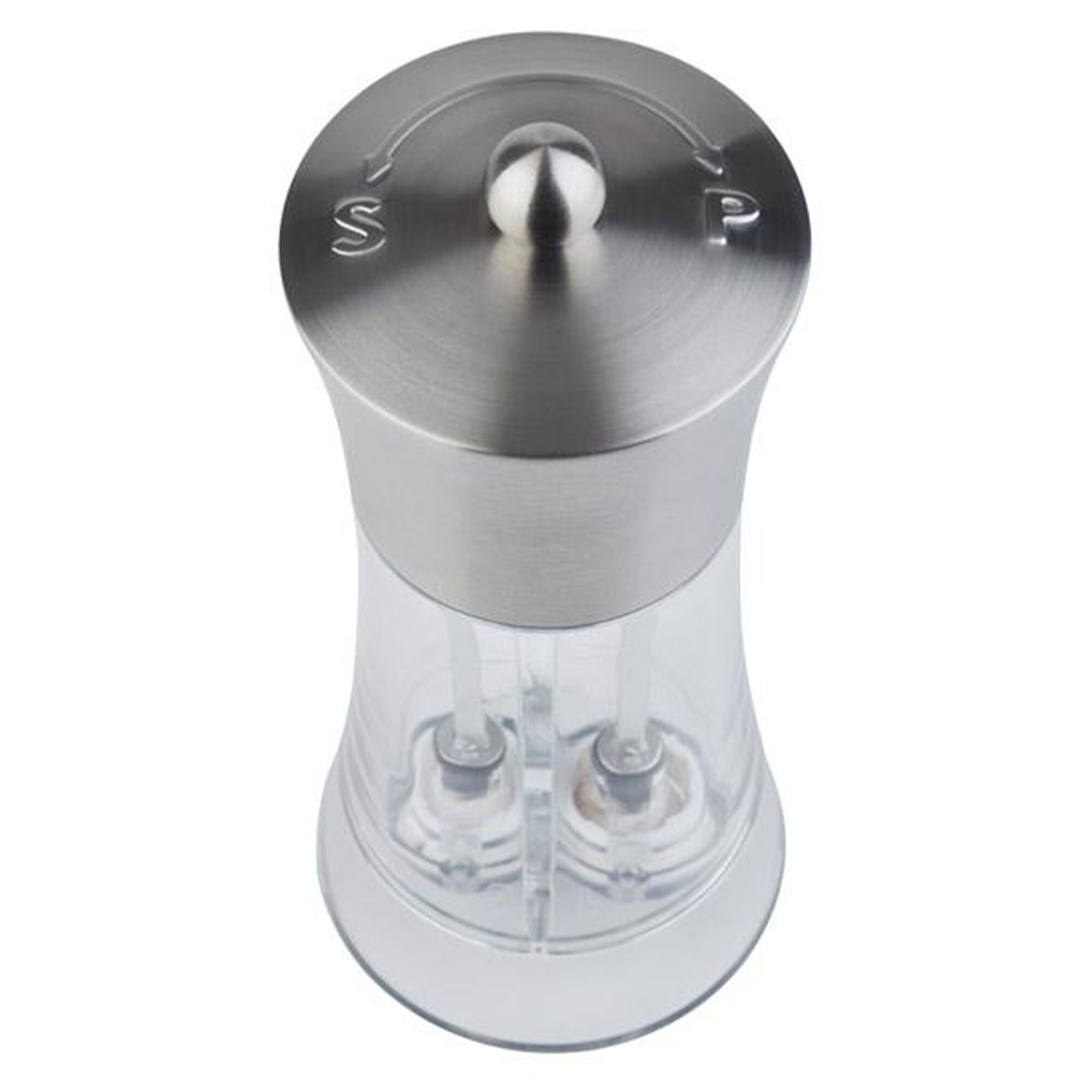 (6 pièces) Moulin sel & poivre 2 en 1 – Acrylique – Hauteur : 190 mm – Transparent