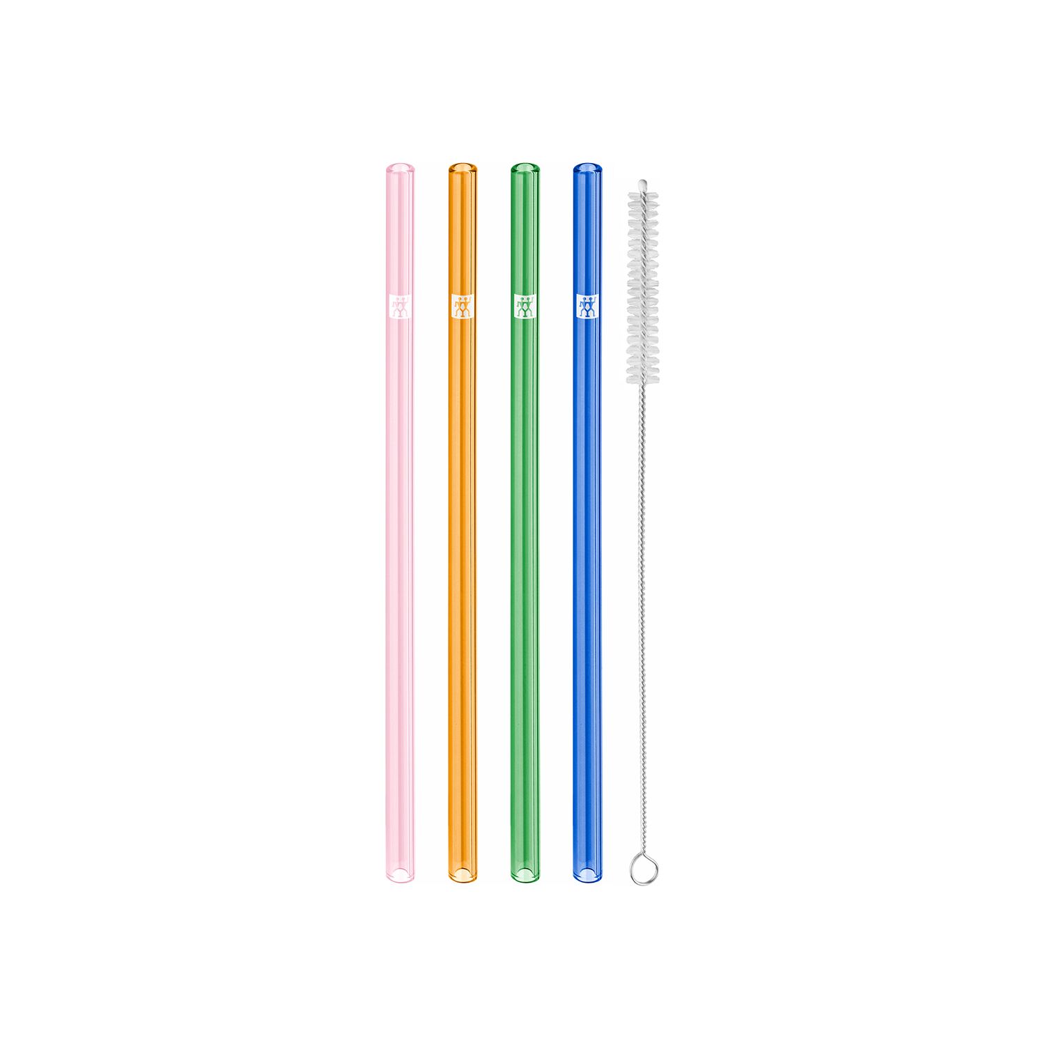 ZWILLING | Sorrento Coloured Straight Glass Straw Set – 4x straws + brush - borosilicate