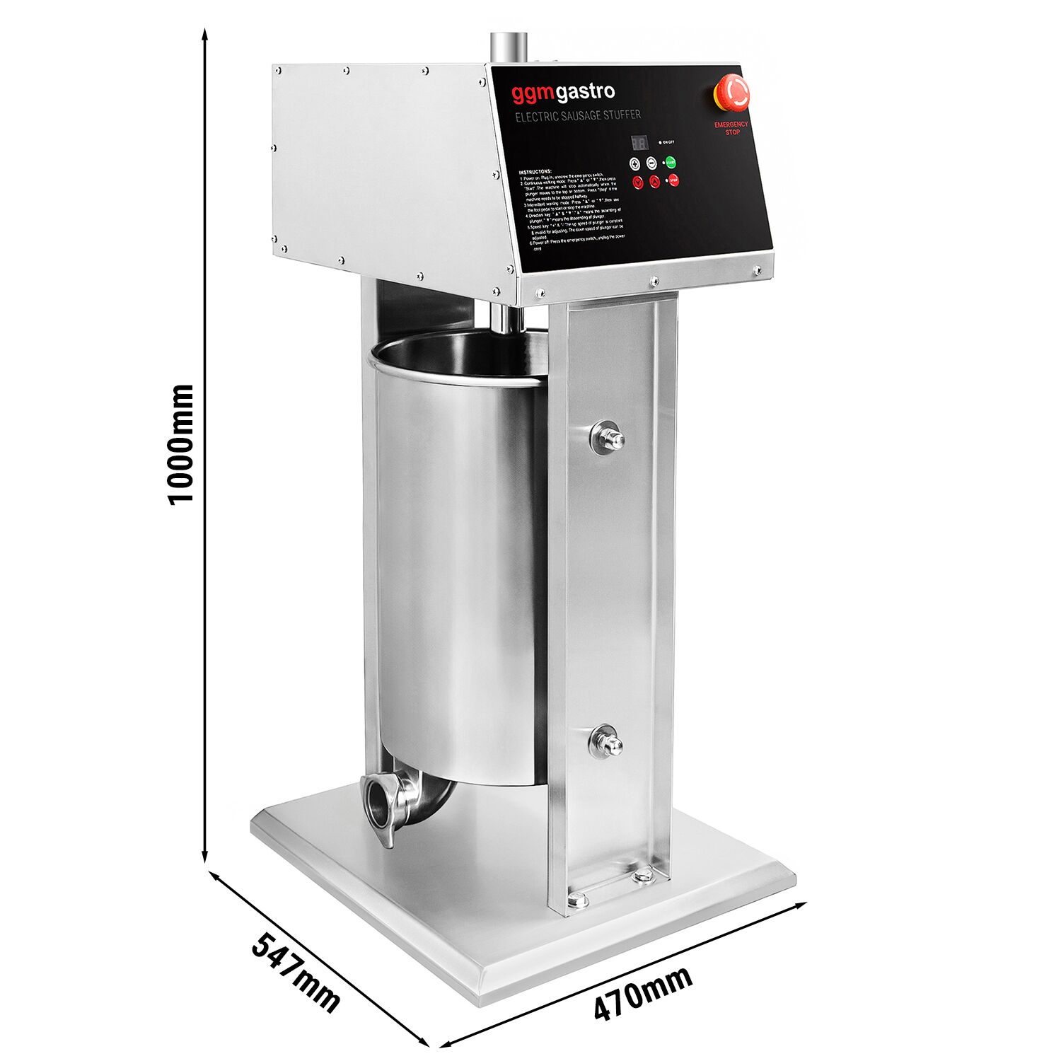 Elektrischer Wurstfüller & Churro-Maschine - 30 Liter - 180 Watt - Edelstahl - inkl. 4 Wurstfüller- & 3 Churro-Aufsätze